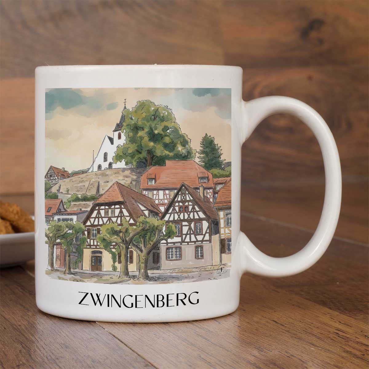 zwingenberg-bergstraße-deutschland-kaffeebecher-aquarell