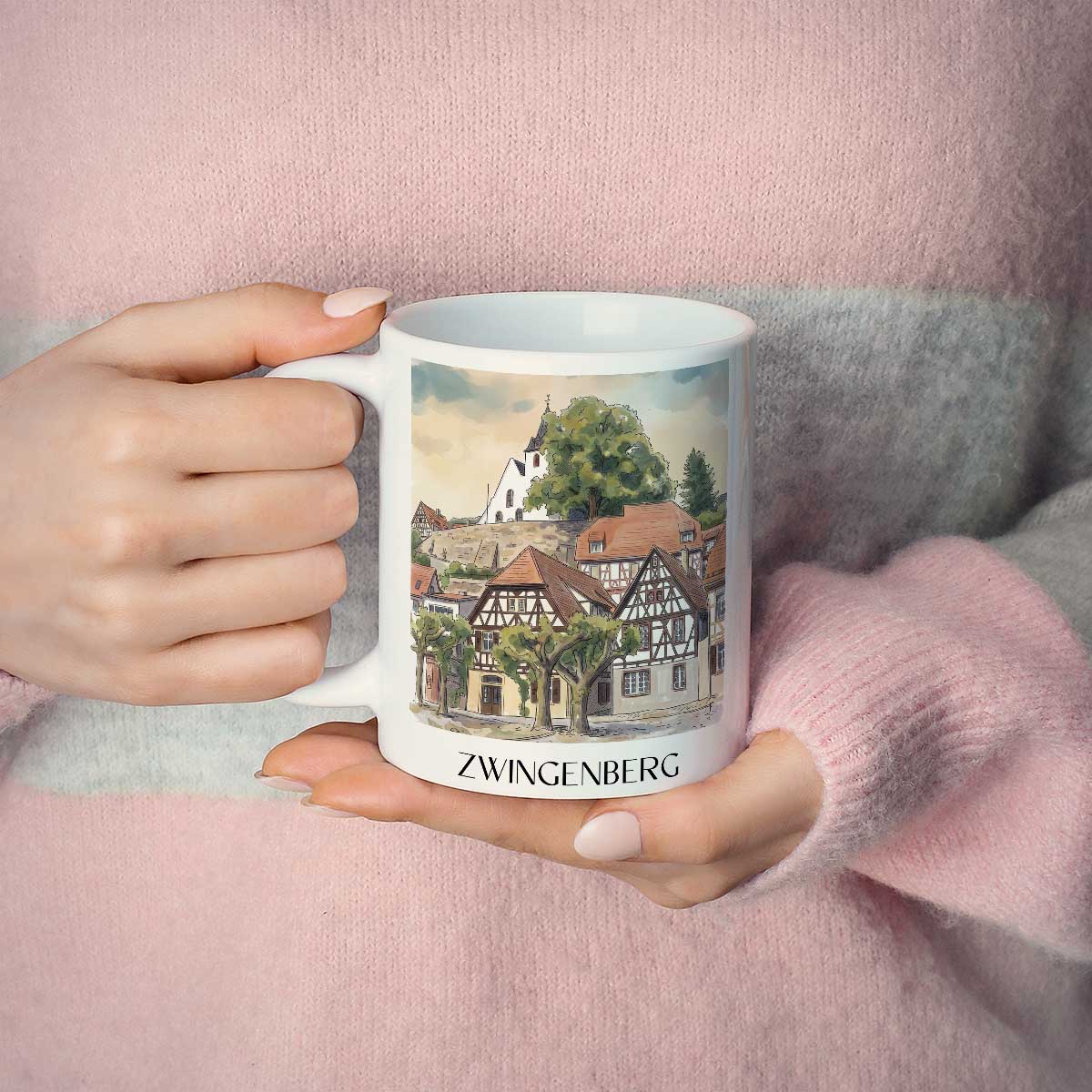 zwingenberg-bergstraße-deutschland-kaffeebecher-aquarell