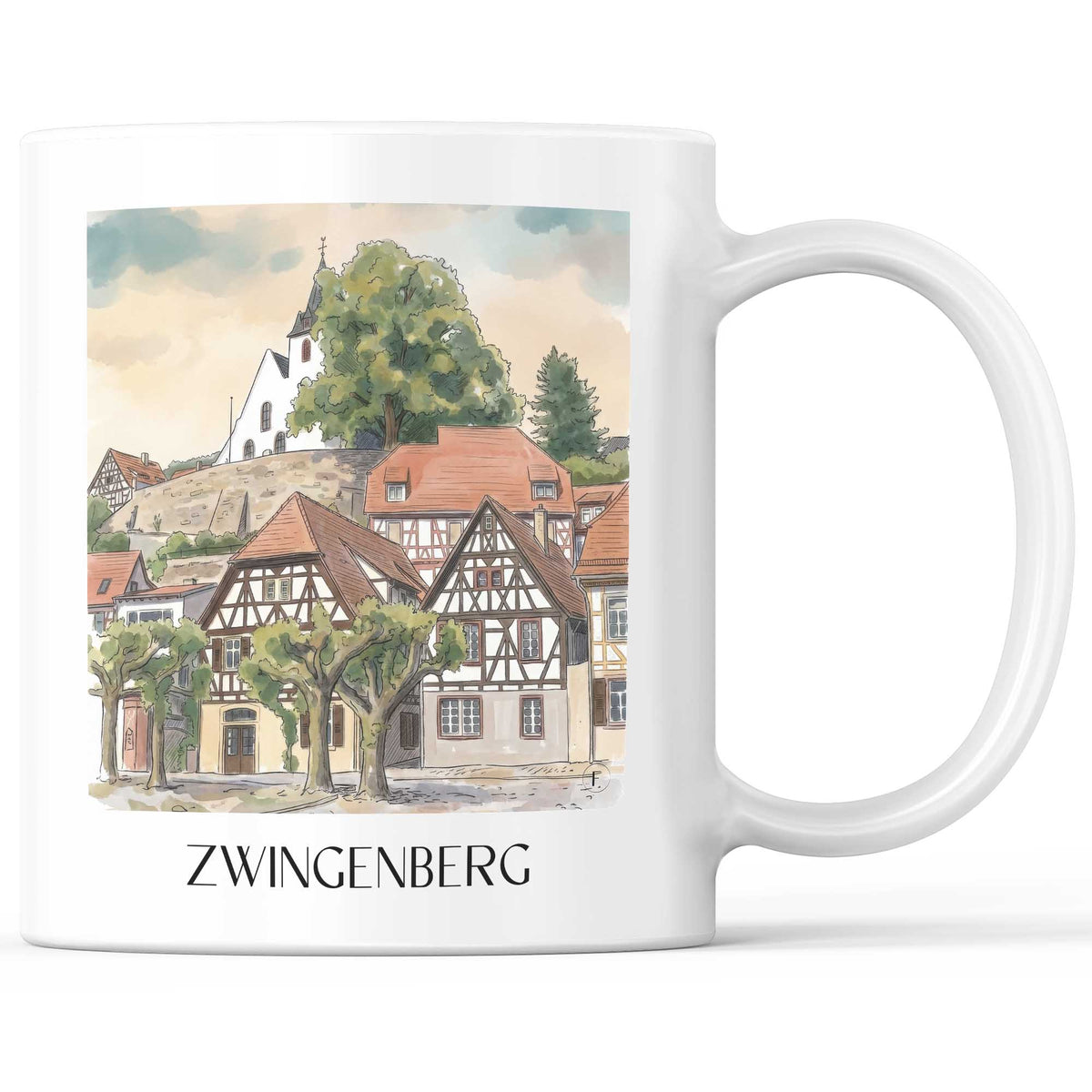 zwingenberg-bergstraße-deutschland-kaffeebecher-aquarell