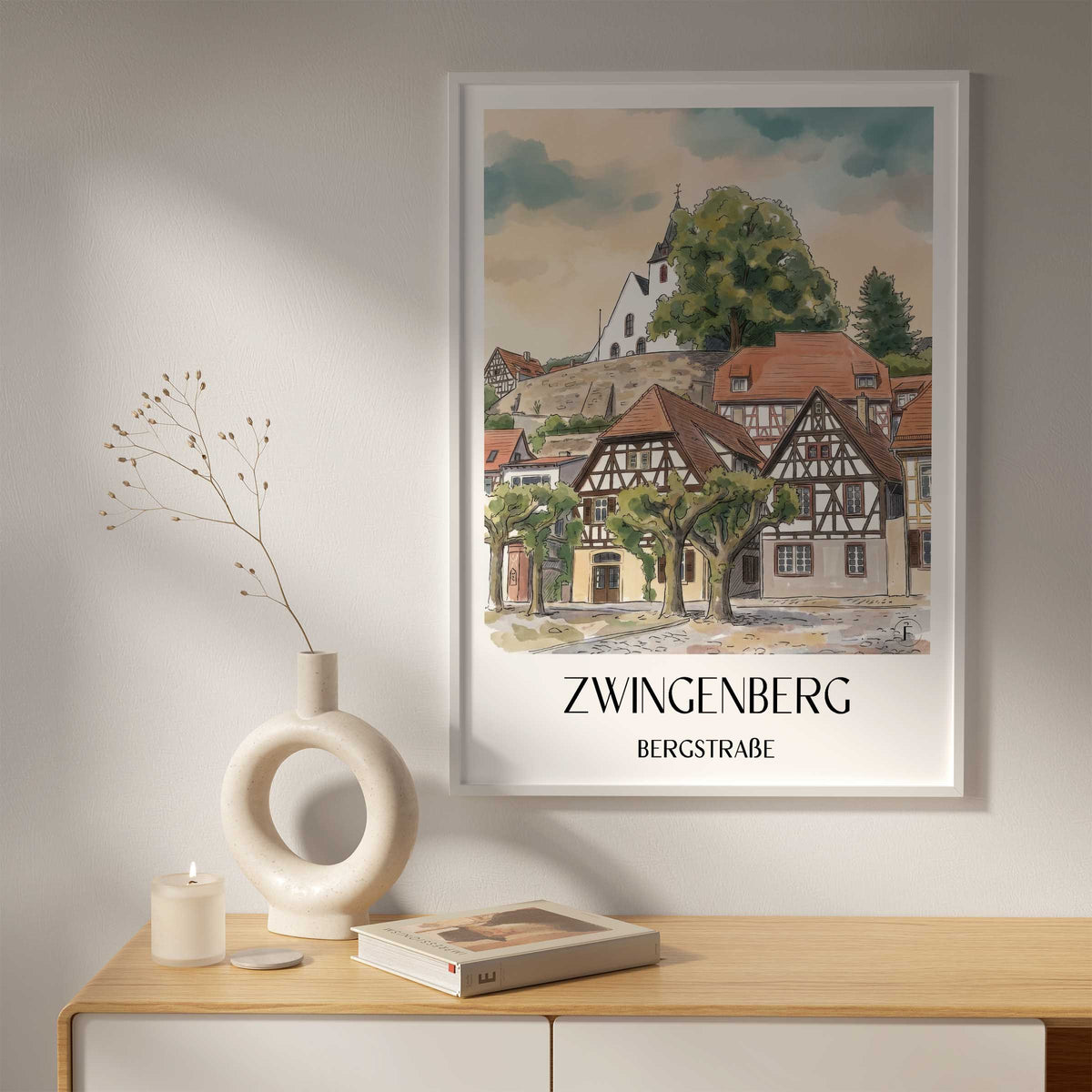 zwingenberg-bergstraße-deutschland-poster-aquarell