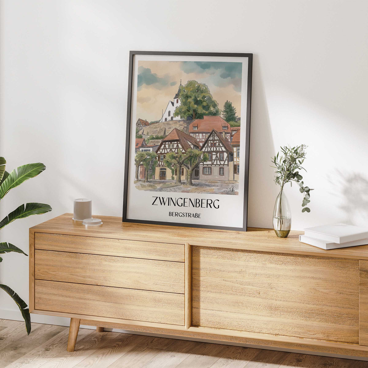zwingenberg-bergstraße-deutschland-poster-aquarell