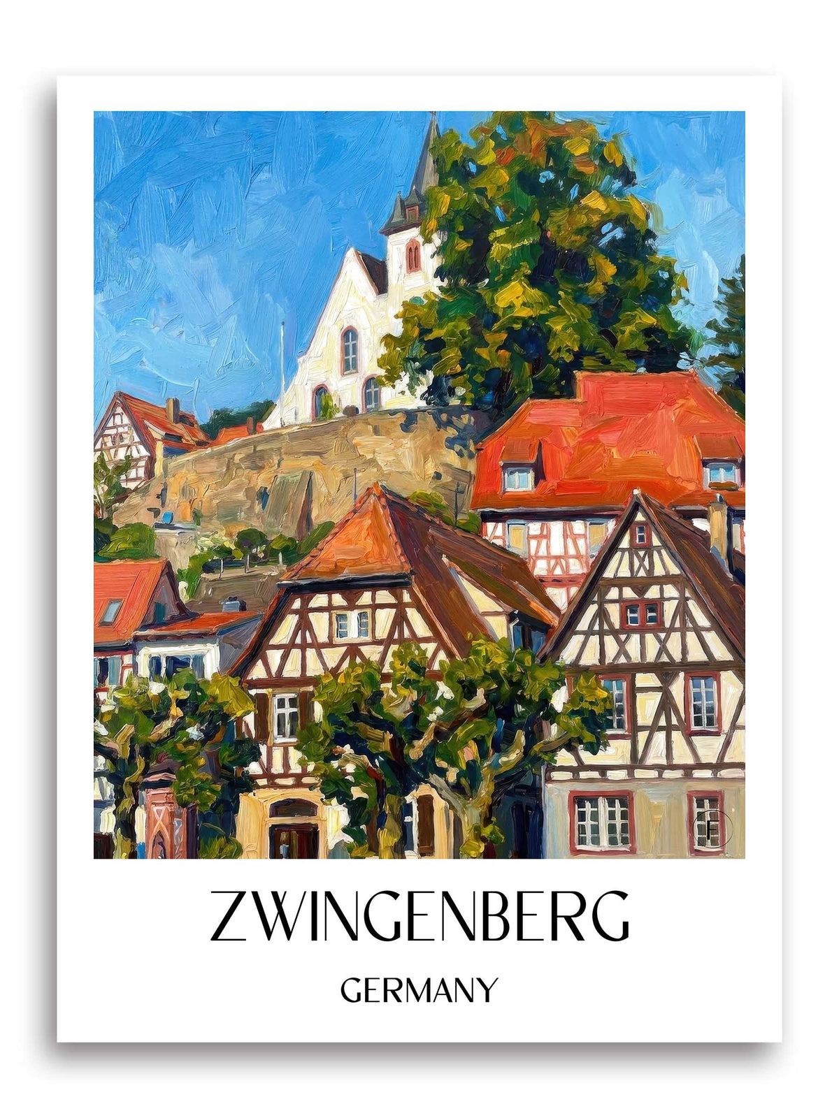 Zwingenberg Poster - Bergstraße - Deutschland Kunstdruck - Ölgemälde von A4 bis A1 - favplace