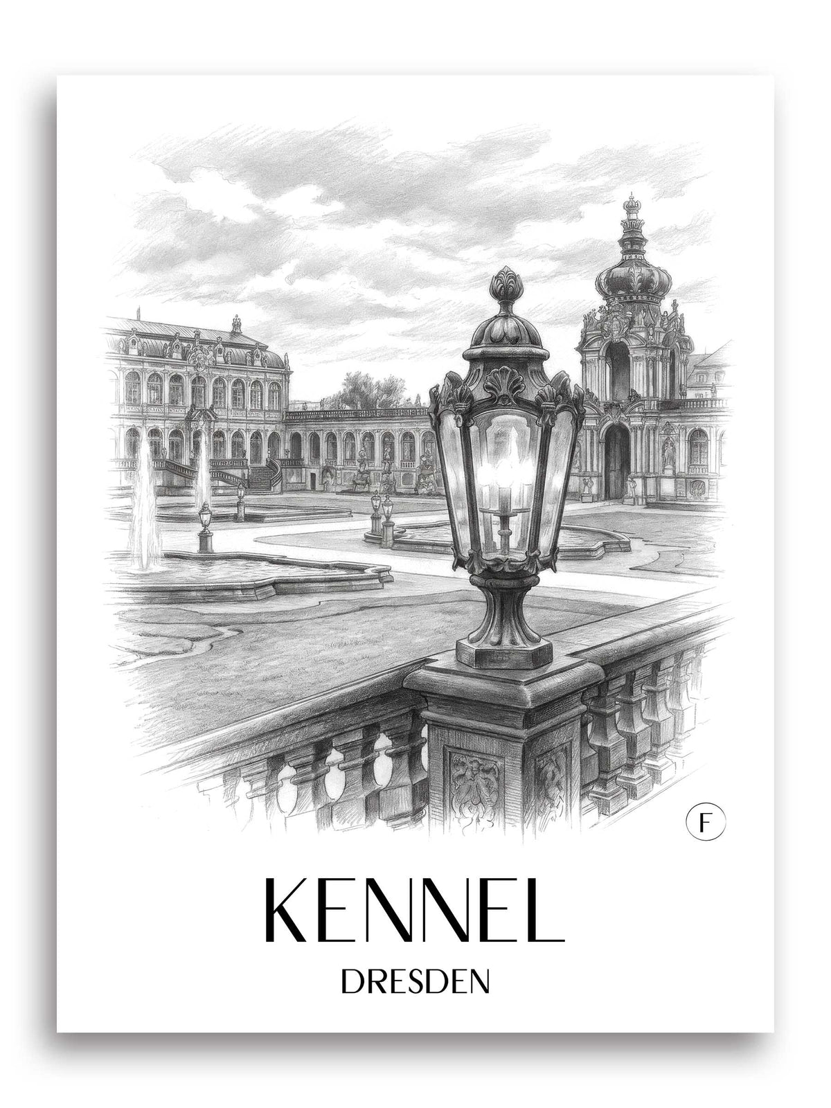 Zwinger Poster - Dresden - Deutschland Kunstdruck - Zeichnung von A4 bis A1 - favplace