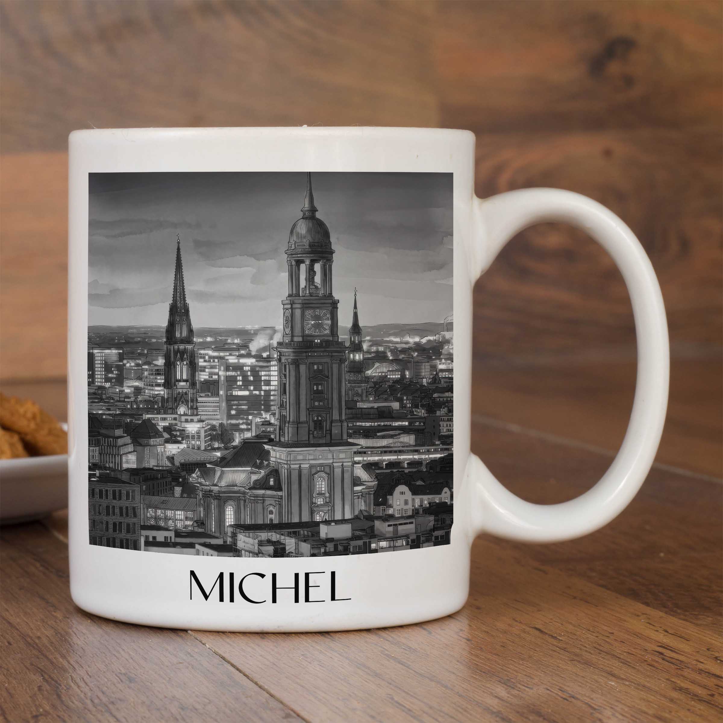 michel-hamburg-deutschland-kaffeebecher-aquarell-schwarz-weiss