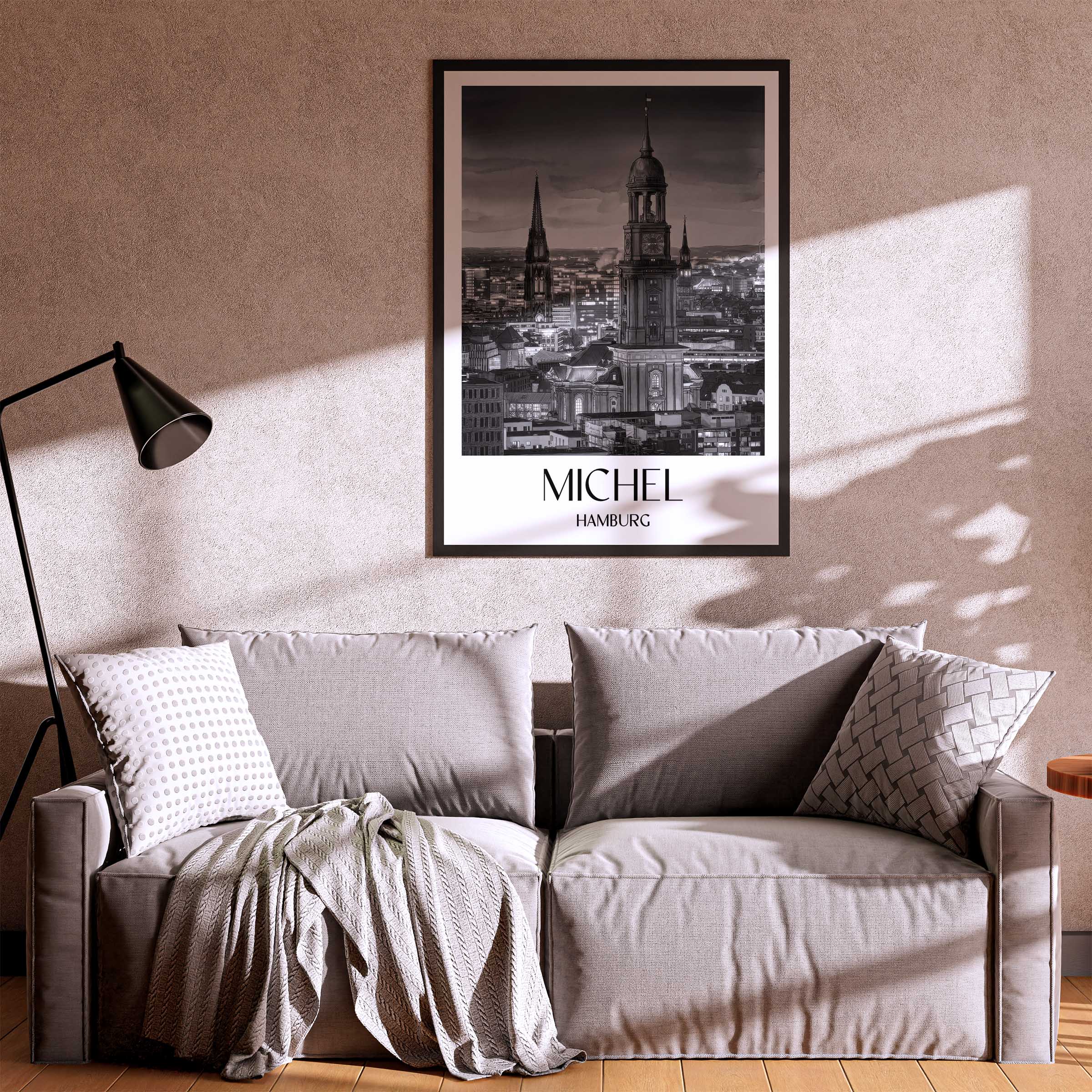 michel-hamburg-deutschland-poster-aquarell-schwarz-weiss