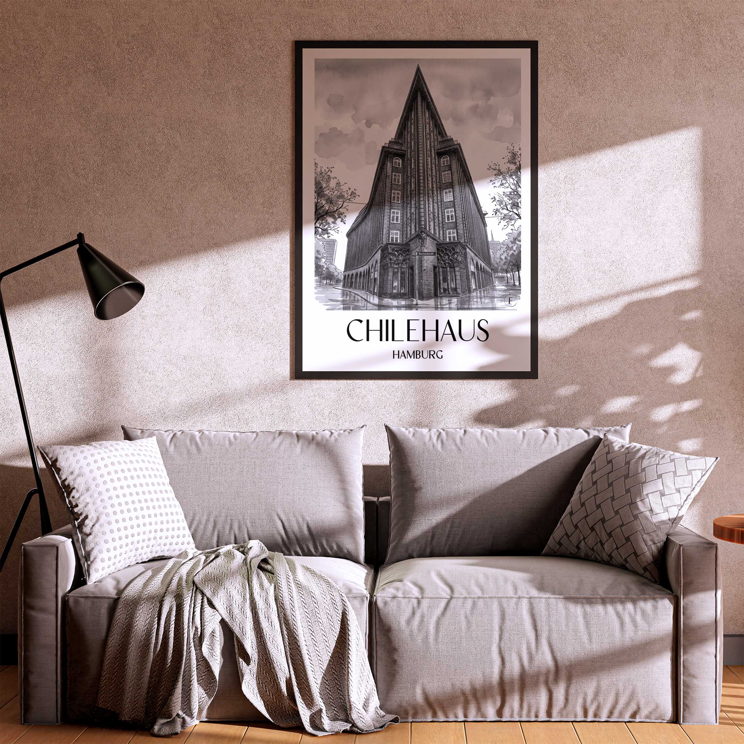 chilehaus-hamburg-deutschland-poster-aquarell-schwarz-weiss