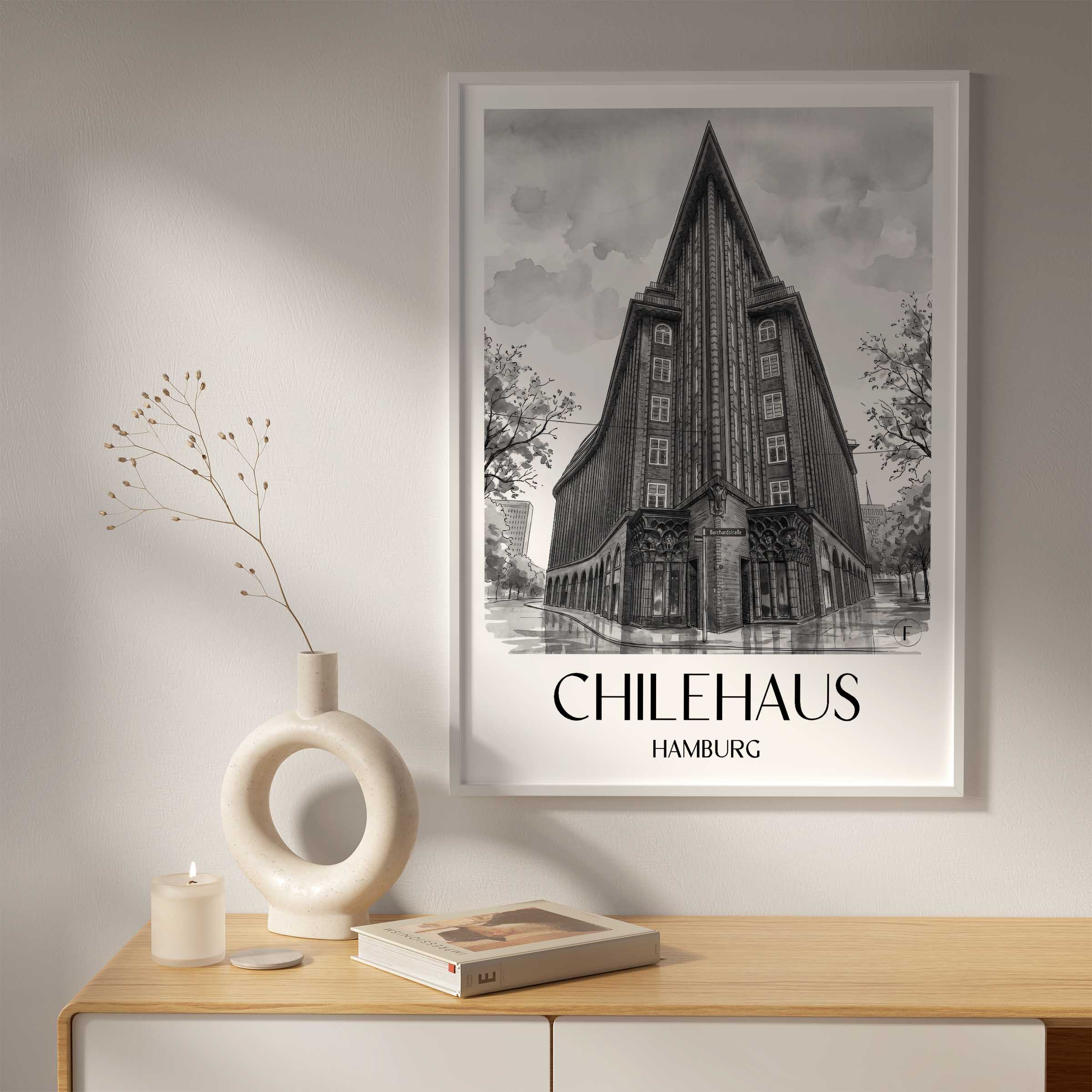chilehaus-hamburg-deutschland-poster-aquarell-schwarz-weiss