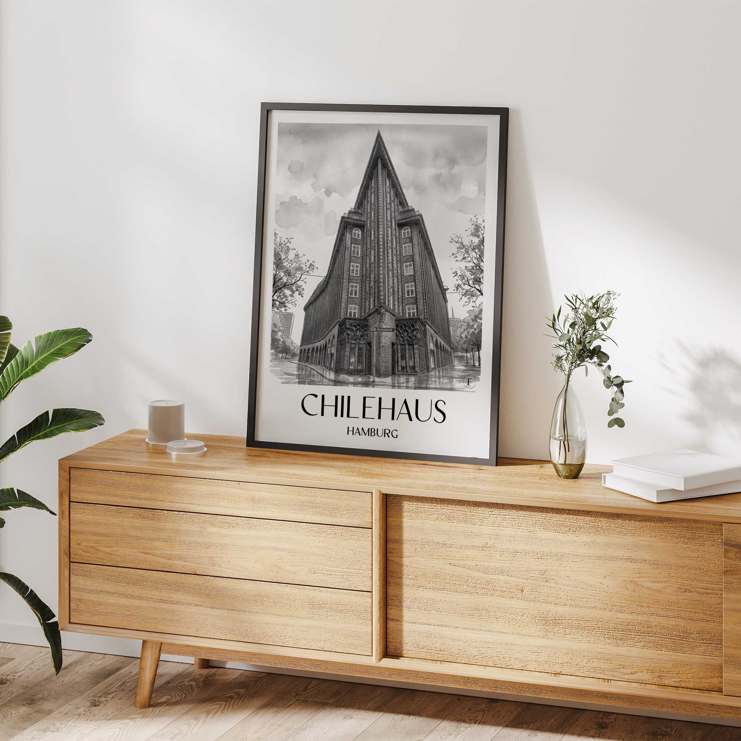 chilehaus-hamburg-deutschland-poster-aquarell-schwarz-weiss