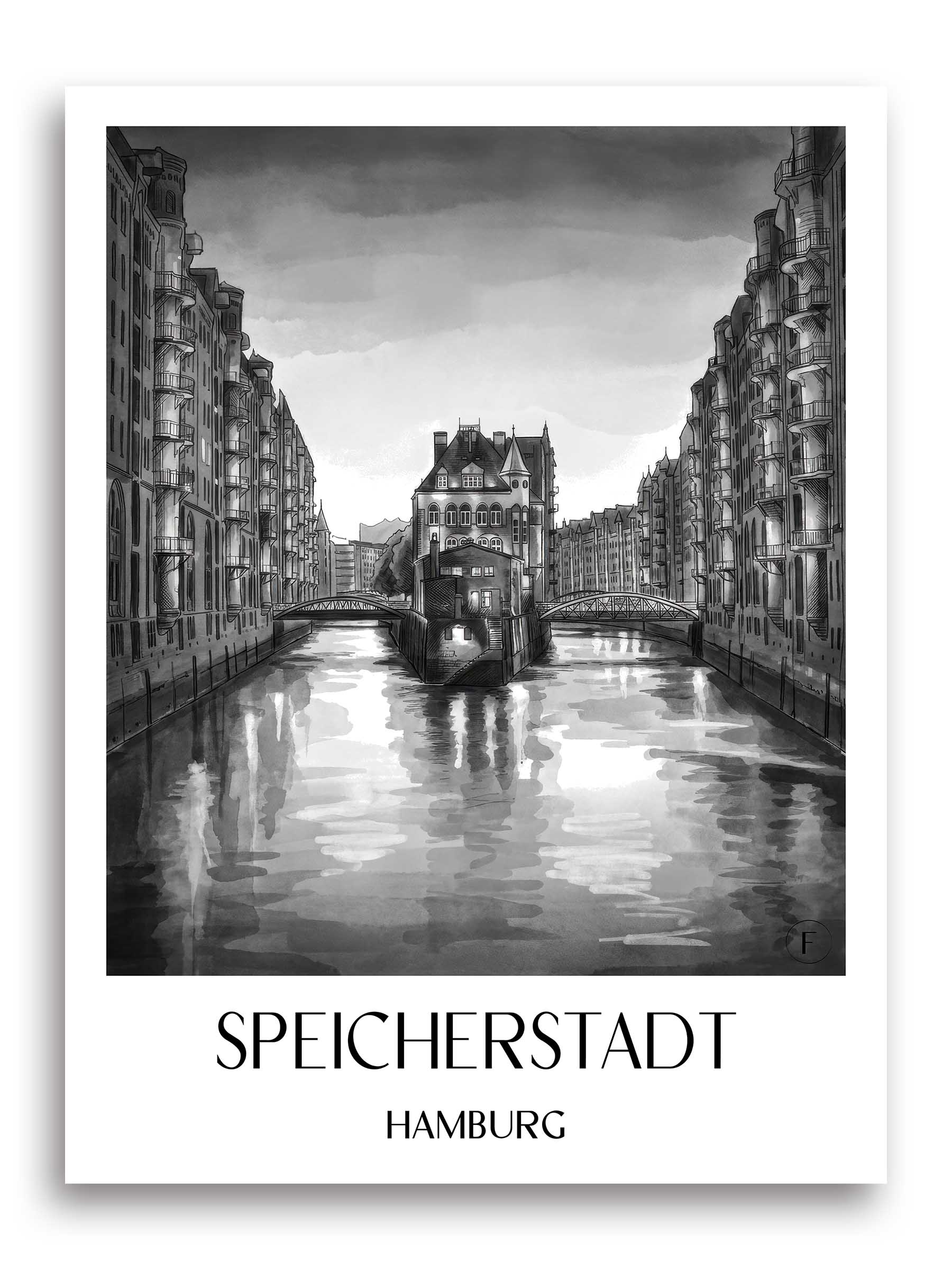 speicherstadt-hamburg-deutschland-poster-aquarell-schwarz-weiss