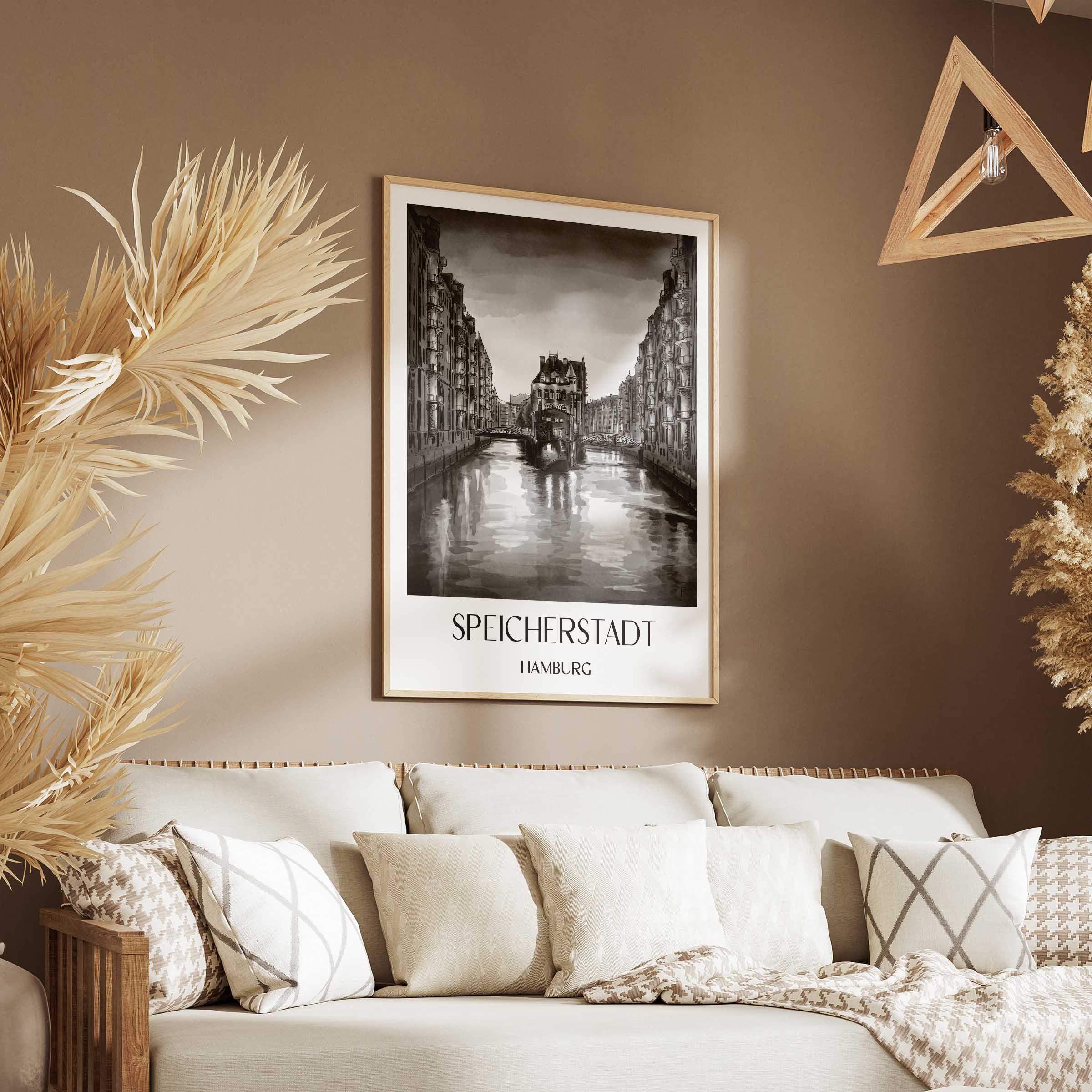 speicherstadt-hamburg-deutschland-poster-aquarell-schwarz-weiss