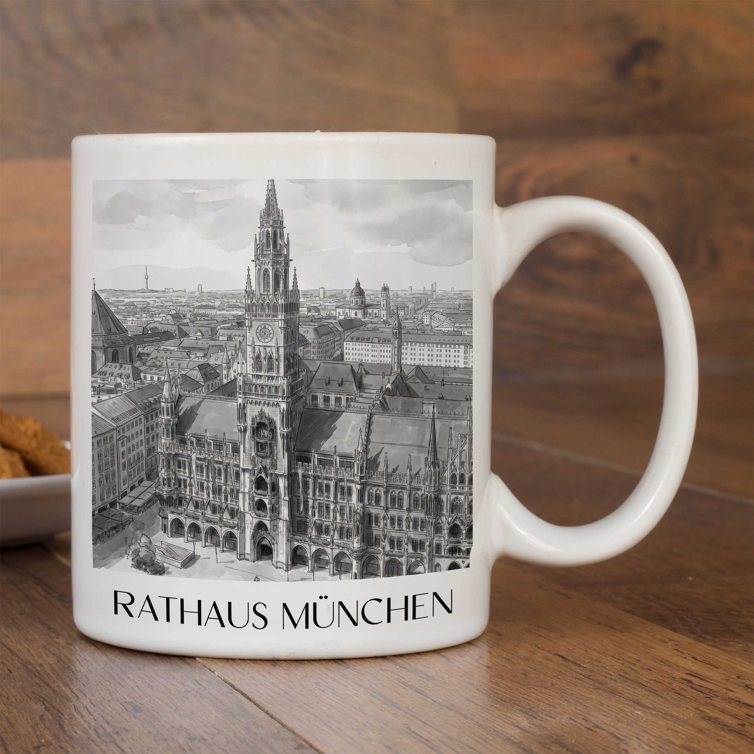 rathaus-münchen-deutschland-kaffeebecher-aquarell-schwarz-weiss