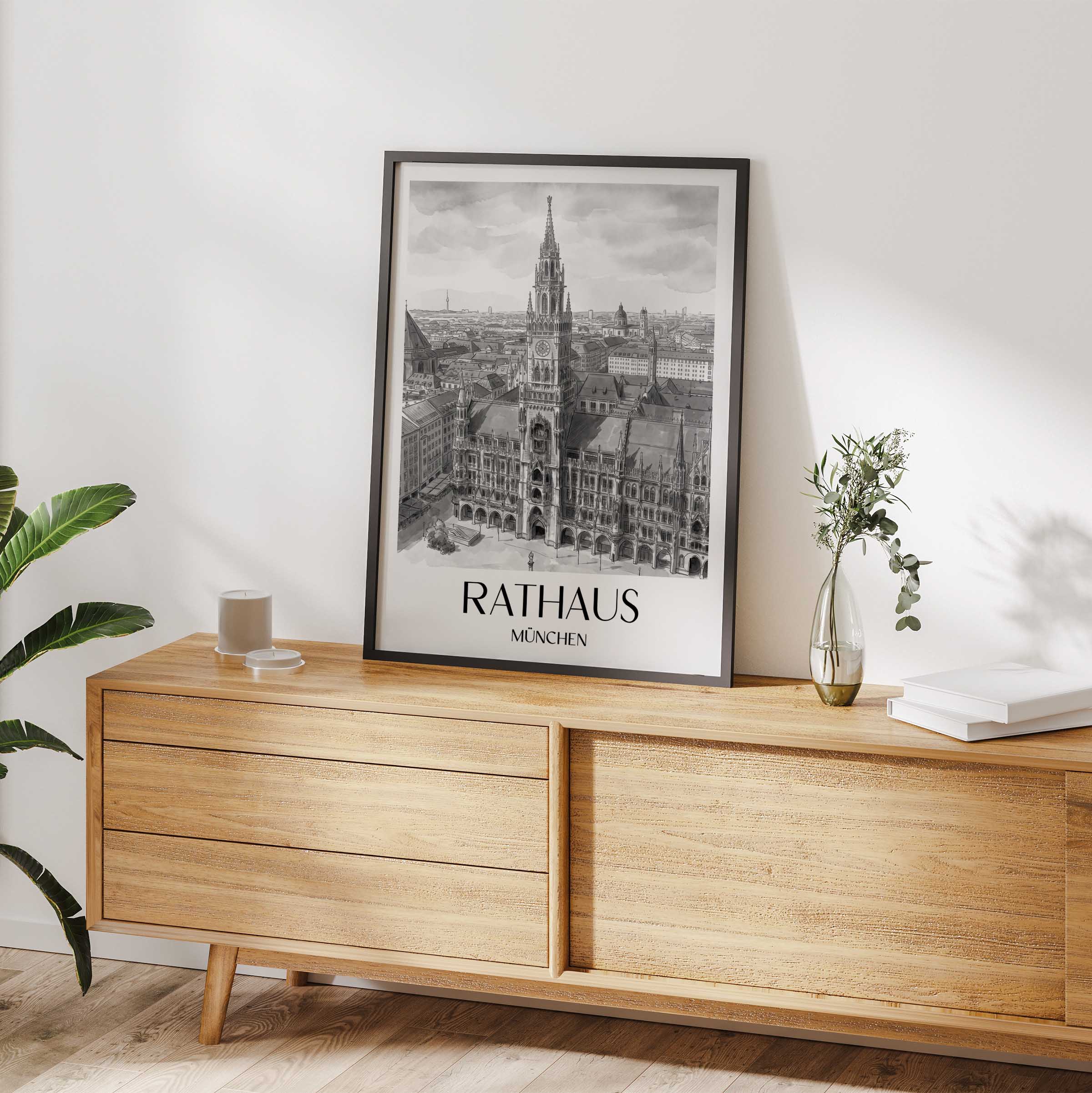 rathaus-münchen-deutschland-poster-aquarell-schwarz-weiss