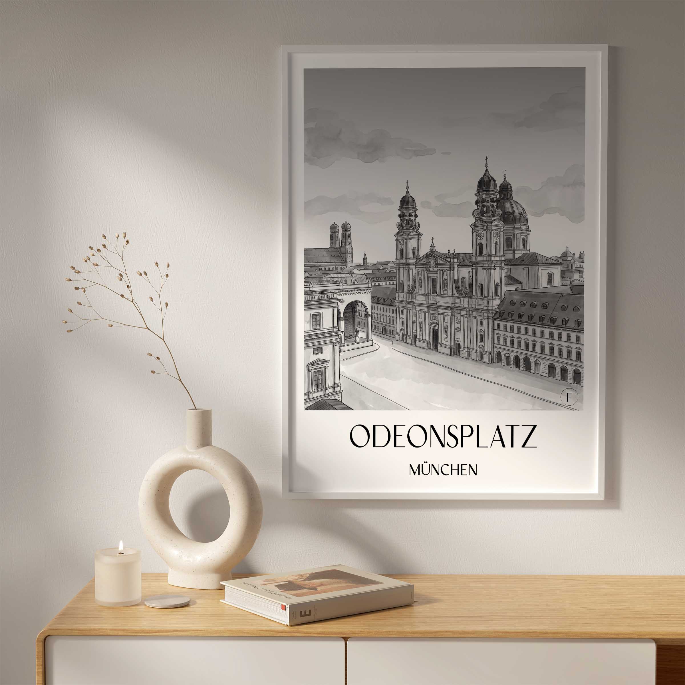 odeonsplatz-münchen-deutschland-poster-aquarell-schwarz-weiss