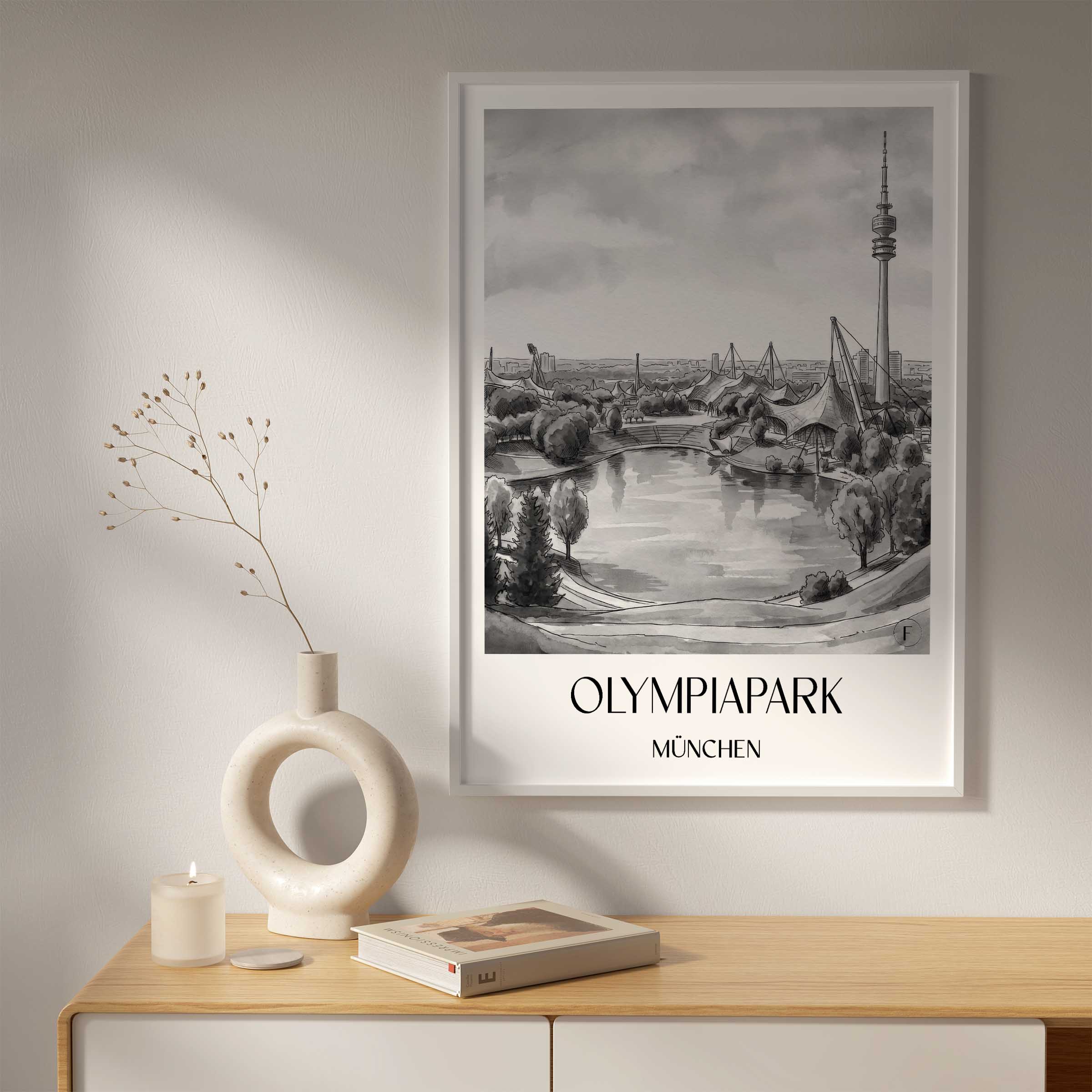 olympiapark-münchen-deutschland-poster-aquarell-schwarz-weiss