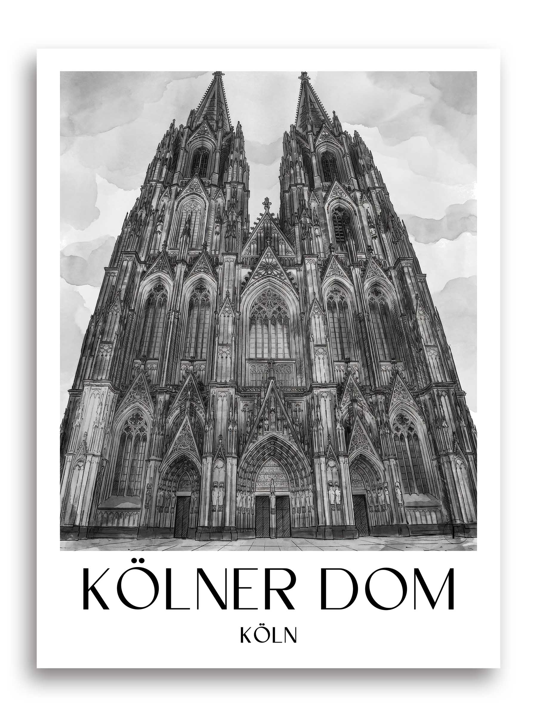 kölner-dom-köln-deutschland-poster-aquarell-schwarz-weiss