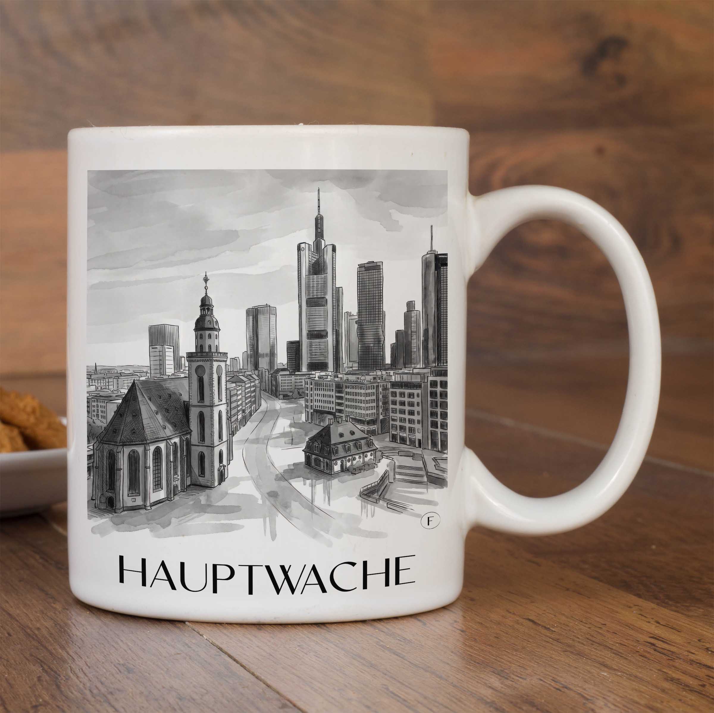 hauptwache-frankfurt-deutschland-kaffeebecher-aquarell-schwarz-weiss