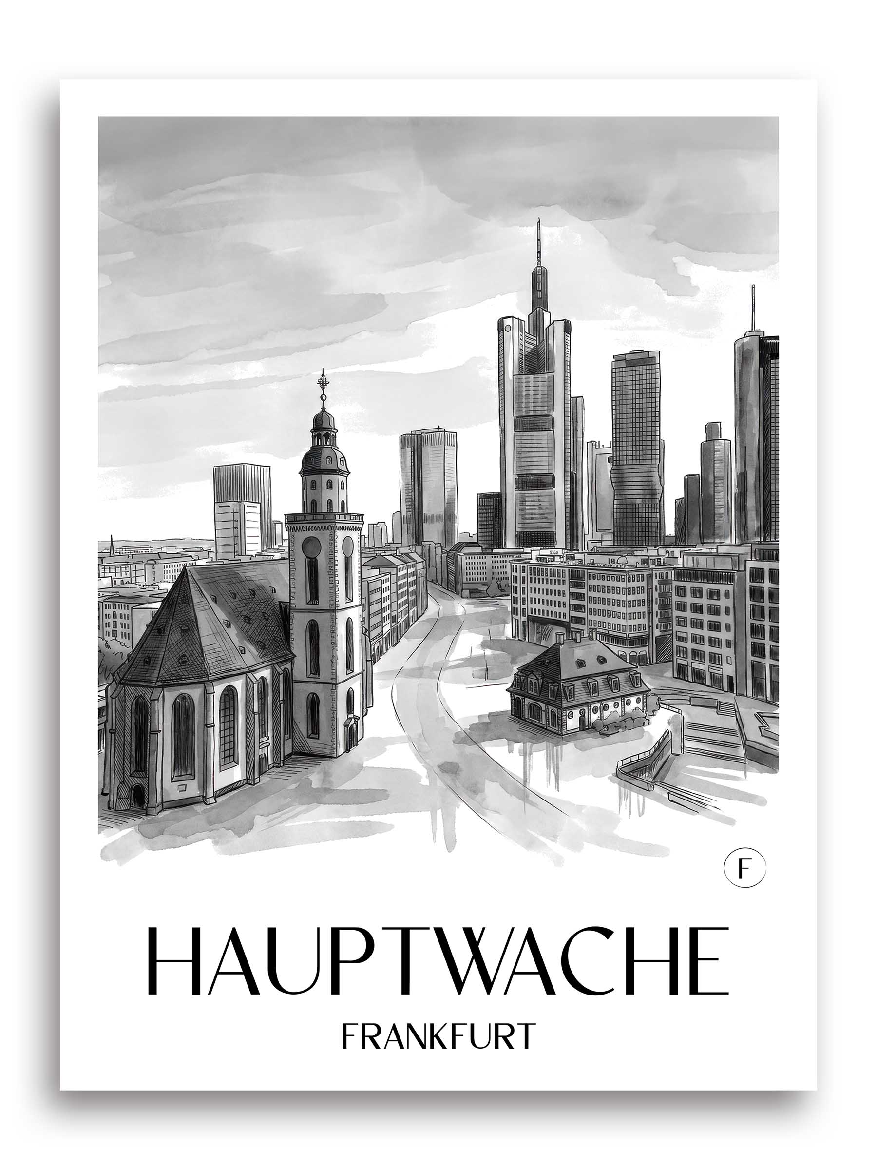 hauptwache-frankfurt-deutschland-poster-aquarell-schwarz-weiss