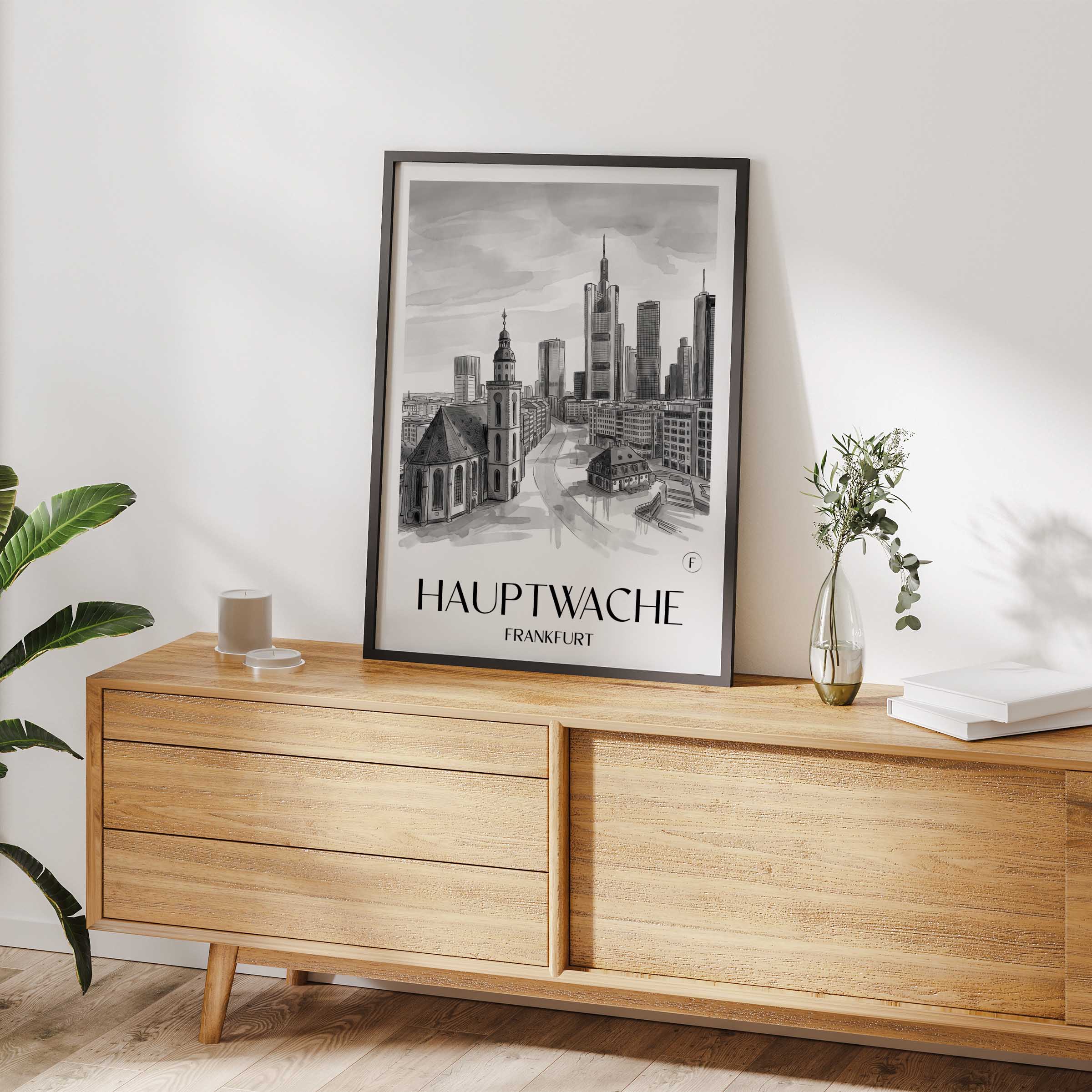 hauptwache-frankfurt-deutschland-poster-aquarell-schwarz-weiss