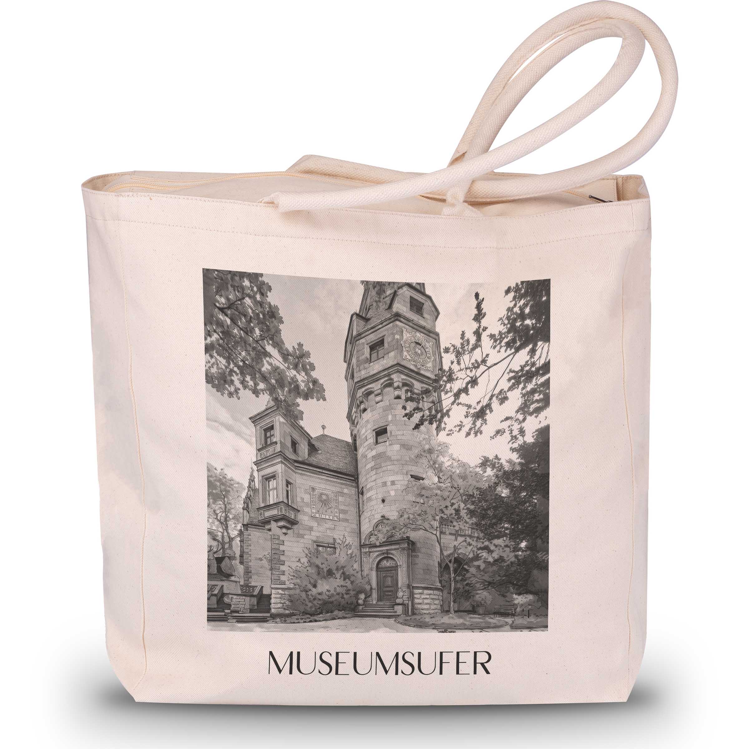 museumsufer-frankfurt-deutschland-einkaufstasche-aquarell-schwarz-weiss