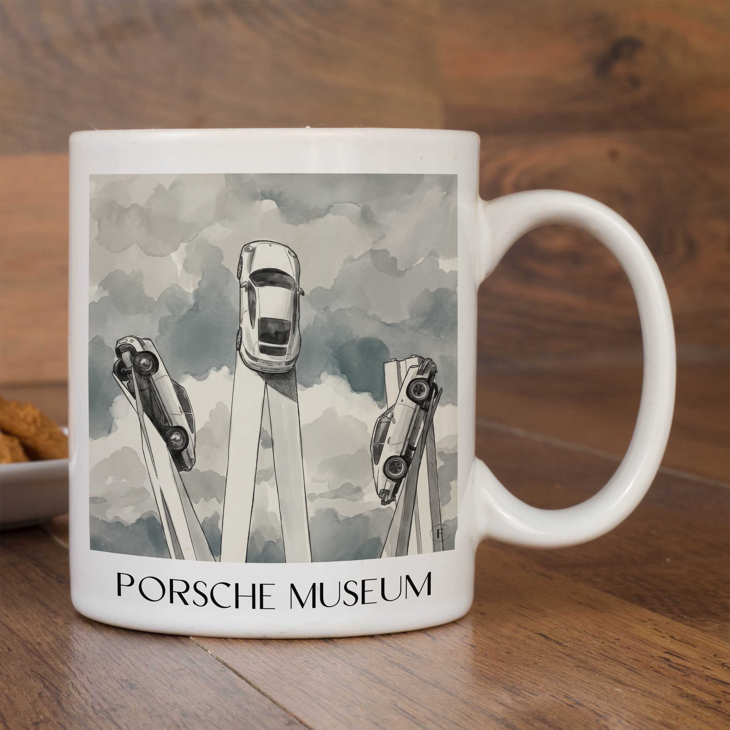 porsche-museum-stuttgart-deutschland-kaffeebecher-aquarell-schwarz-weiss
