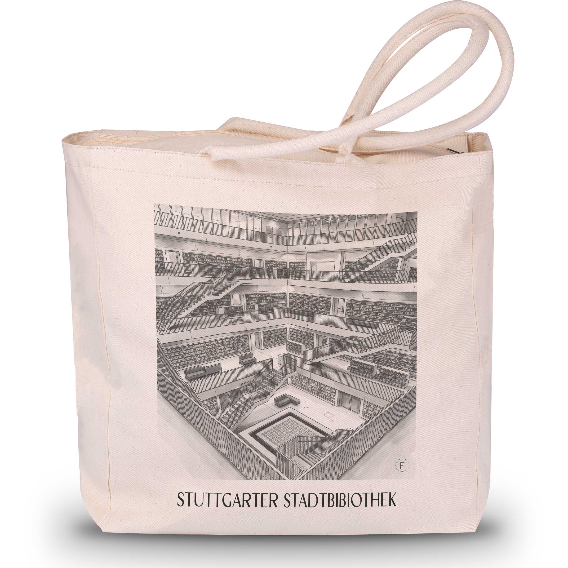 stadtbibiothek-stuttgart-deutschland-einkaufstasche-aquarell-schwarz-weiss
