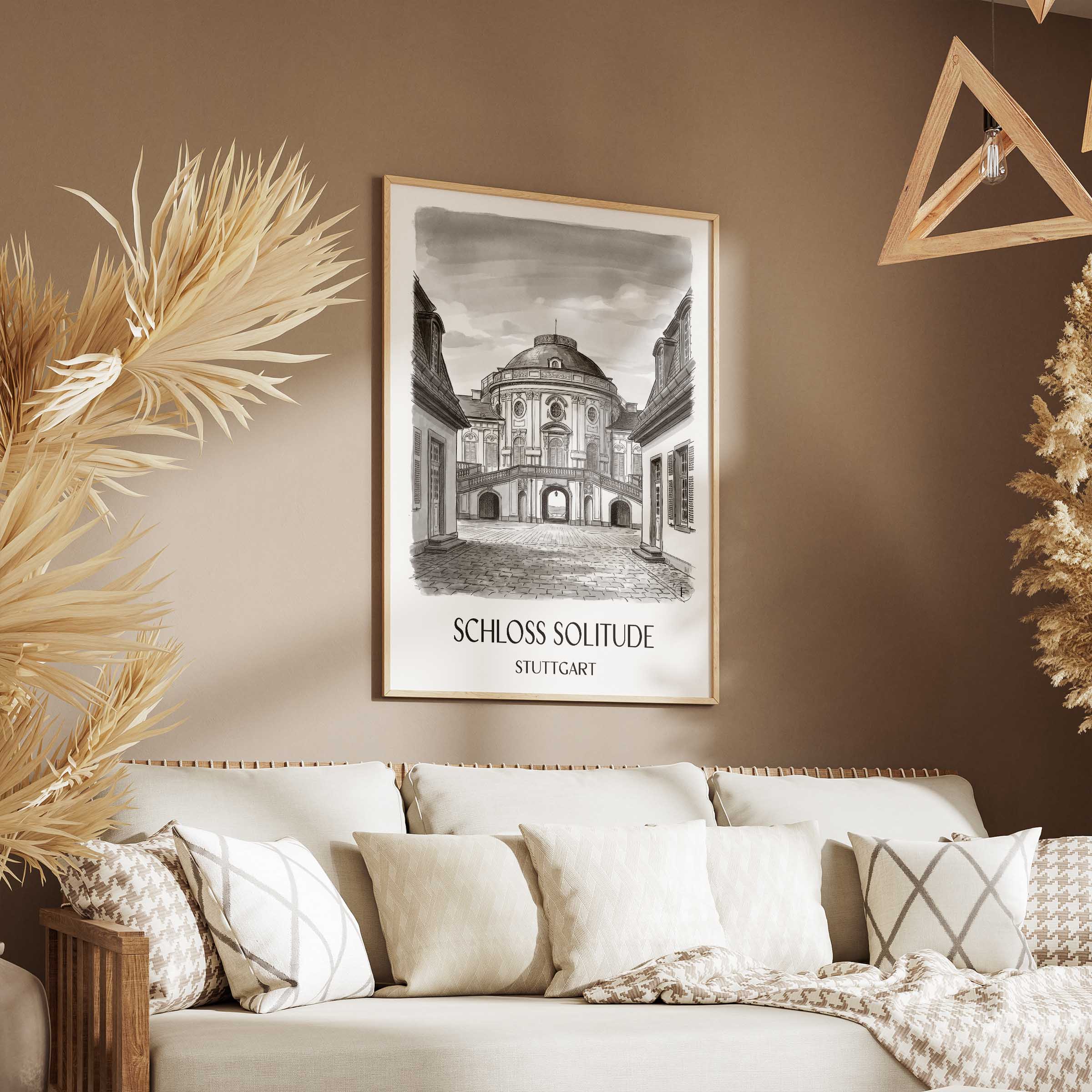 schloss-solitude-stuttgart-deutschland-poster-aquarell-schwarz-weiss
