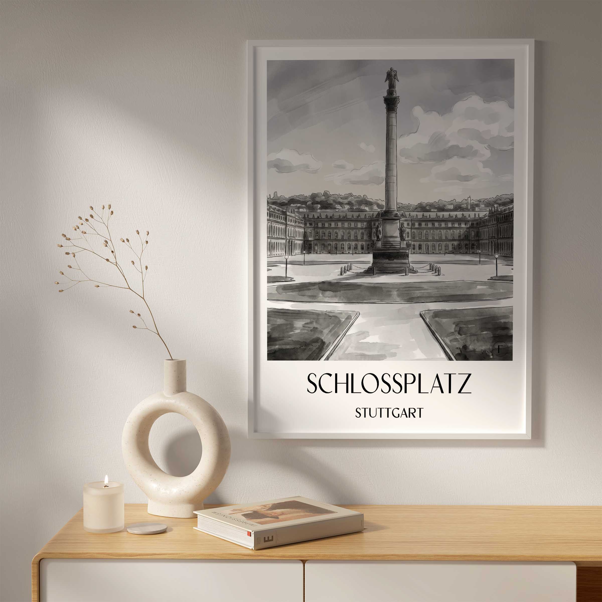 schlossplatz-stuttgart-deutschland-poster-aquarell-schwarz-weiss