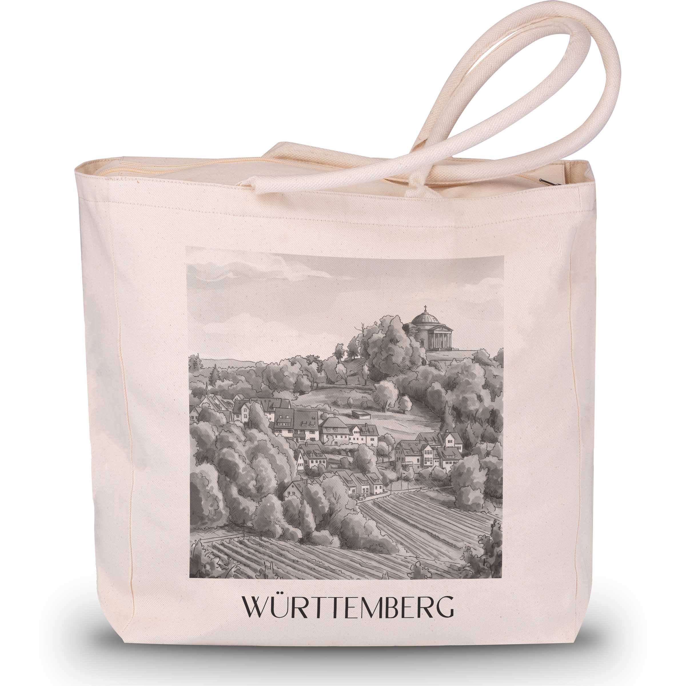Württemberg Shopping Tasche - Stuttgart - Deutschland Tote Bag - Einkaufstasche im Aquarell Schwarz-Weiß Stil