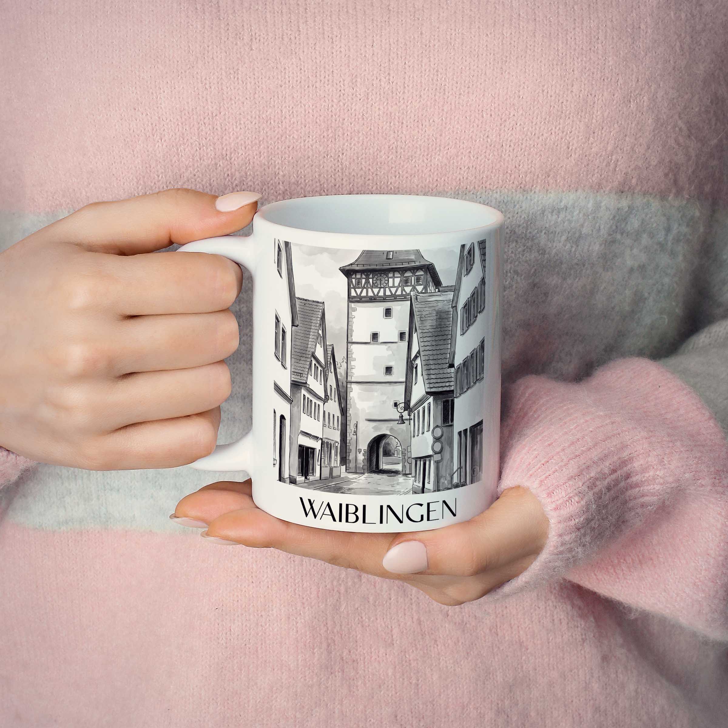 waiblingen-deutschland-kaffeebecher-aquarell-schwarz-weiss