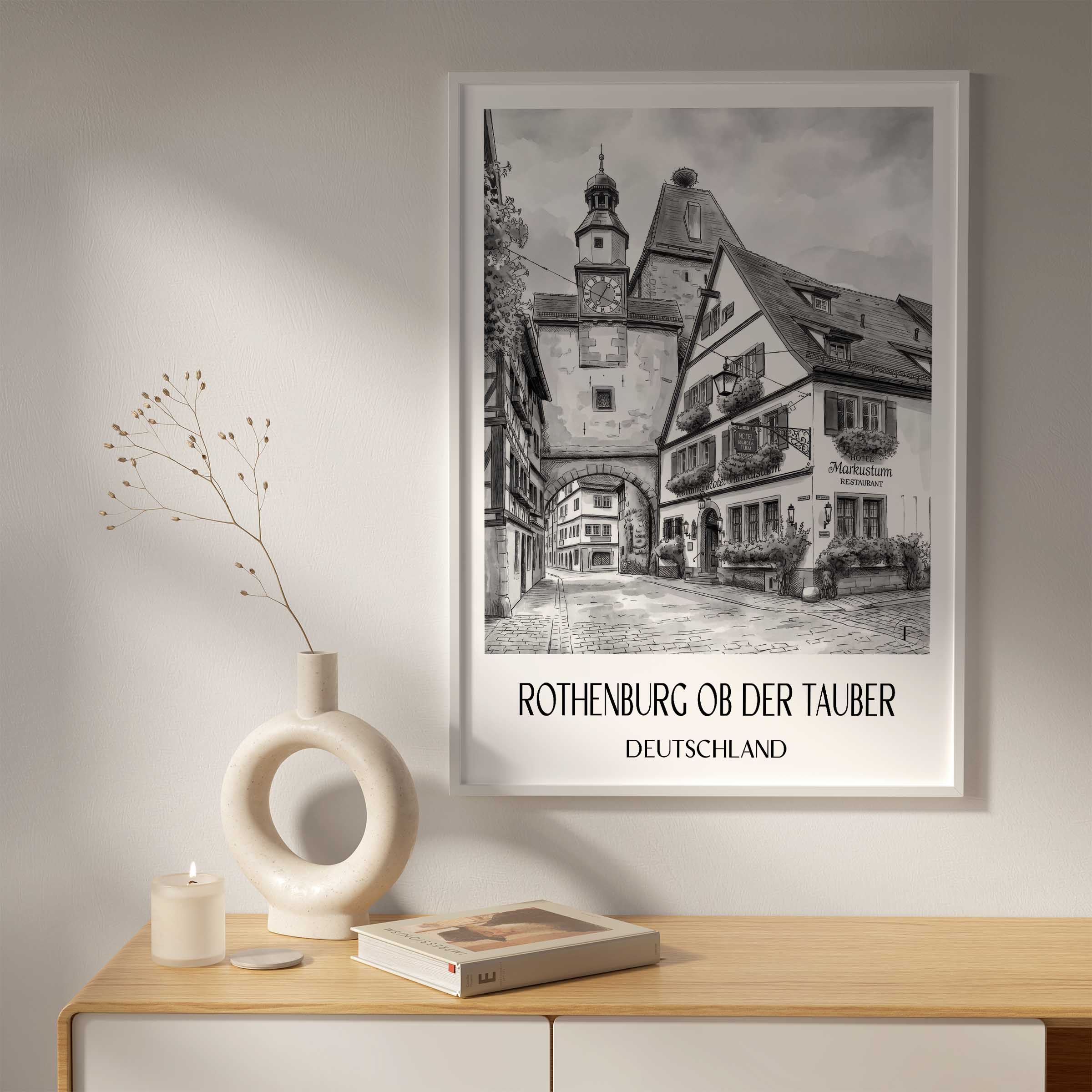 rothenburg-ob-der-tauber-deutschland-poster-aquarell-schwarz-weiss
