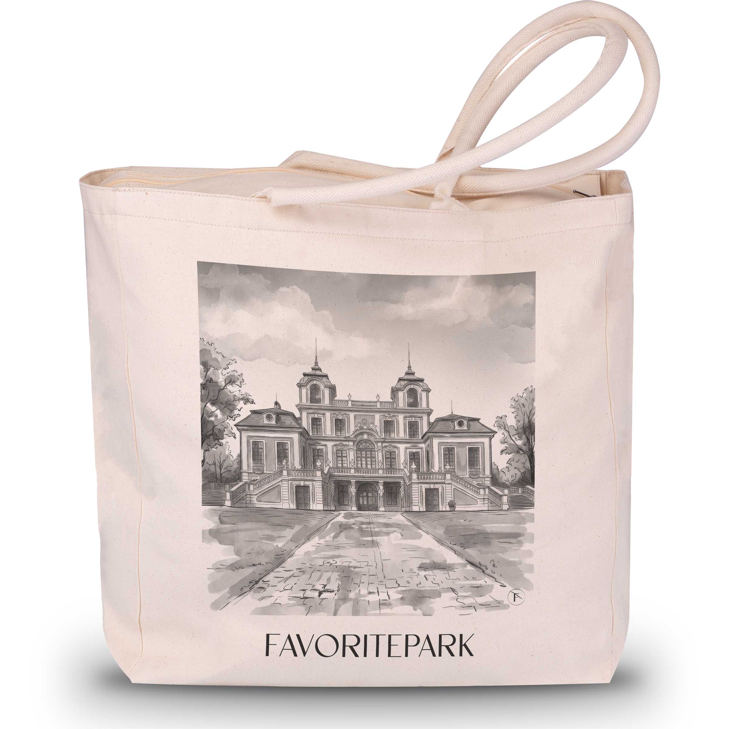 favoritepark-ludwigsburg-deutschland-einkaufstasche-aquarell-schwarz-weiss