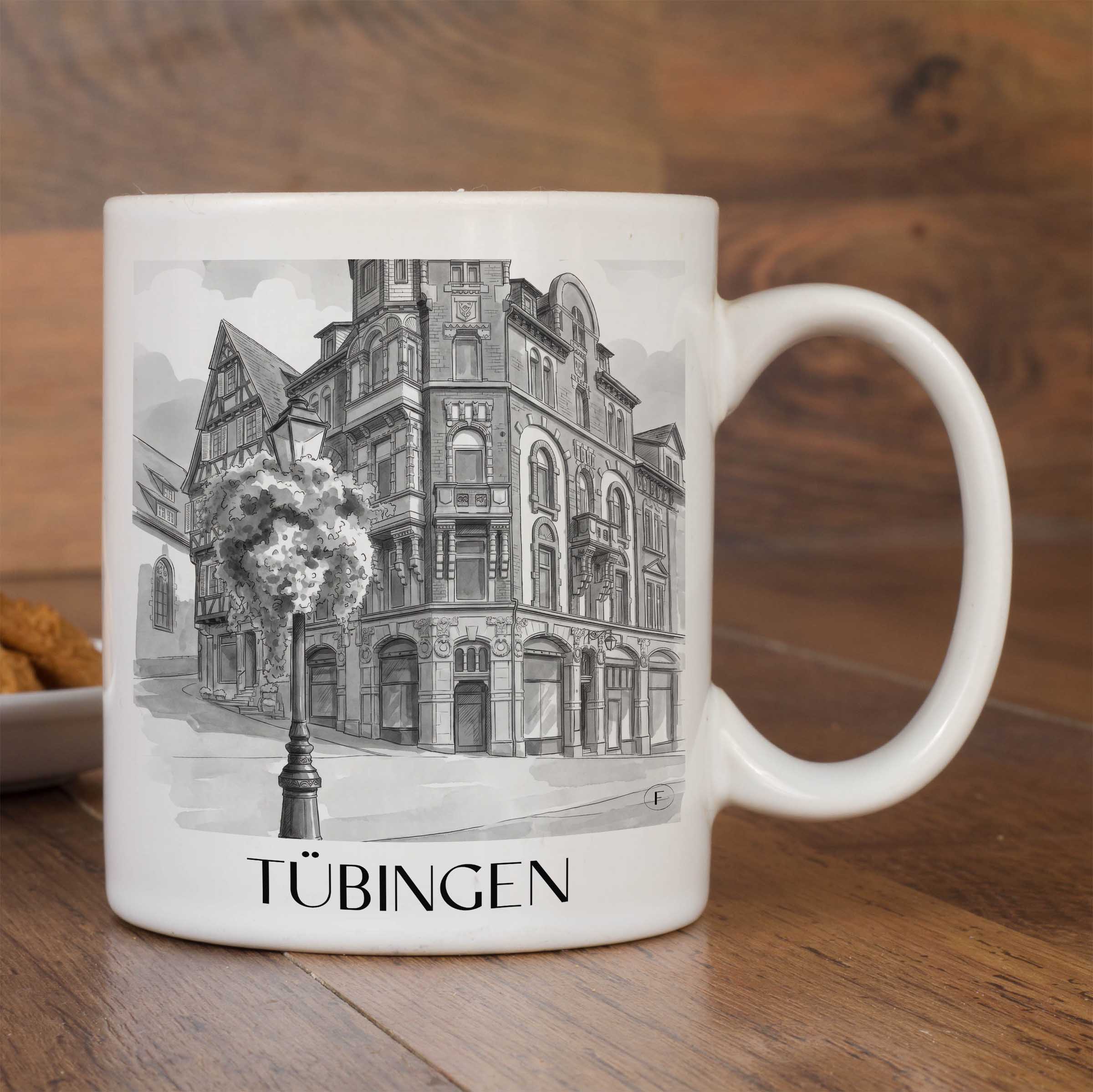 tübingen-deutschland-kaffeebecher-aquarell-schwarz-weiss