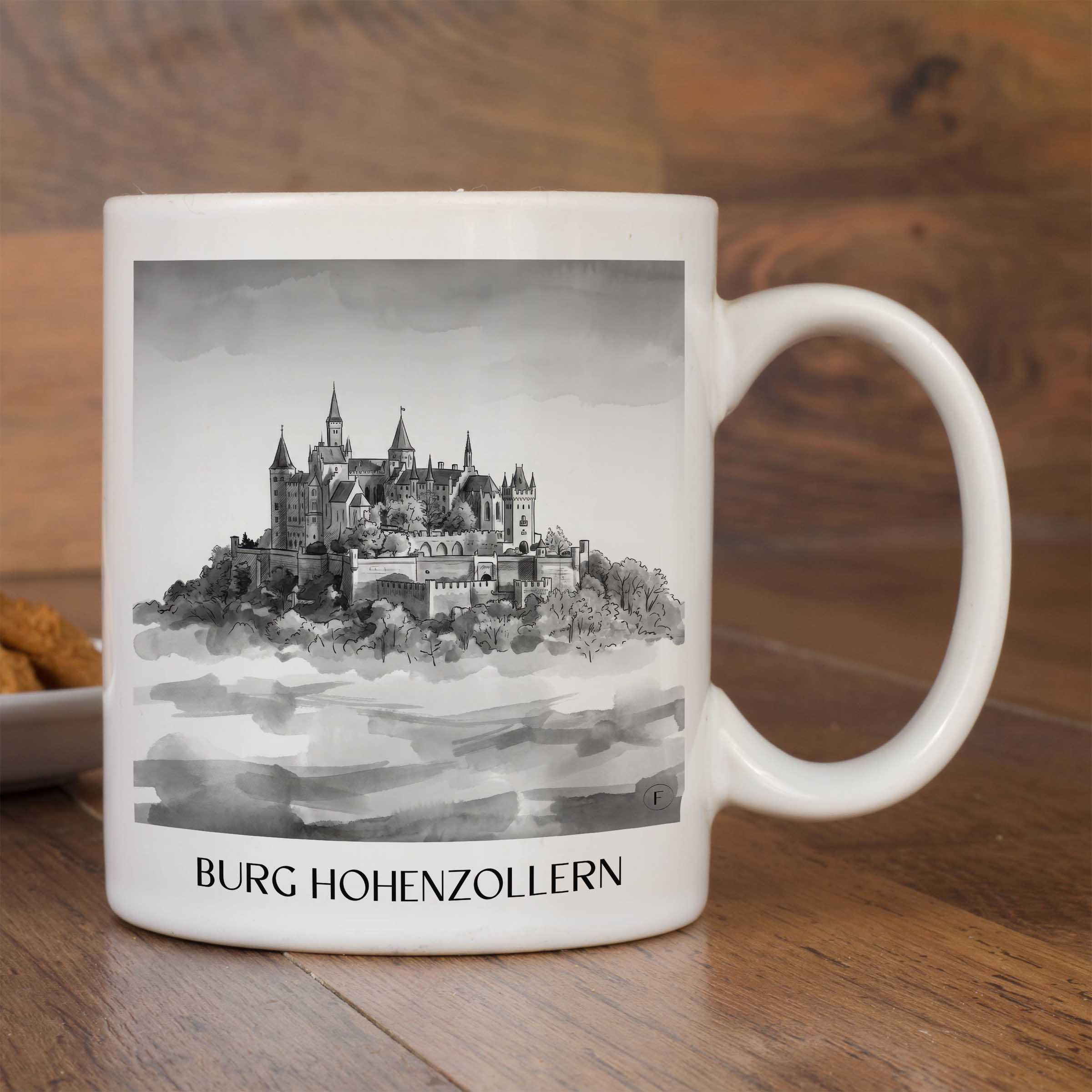 burg-hohenzollern-schwäbische-alb-deutschland-kaffeebecher-aquarell-schwarz-weiss