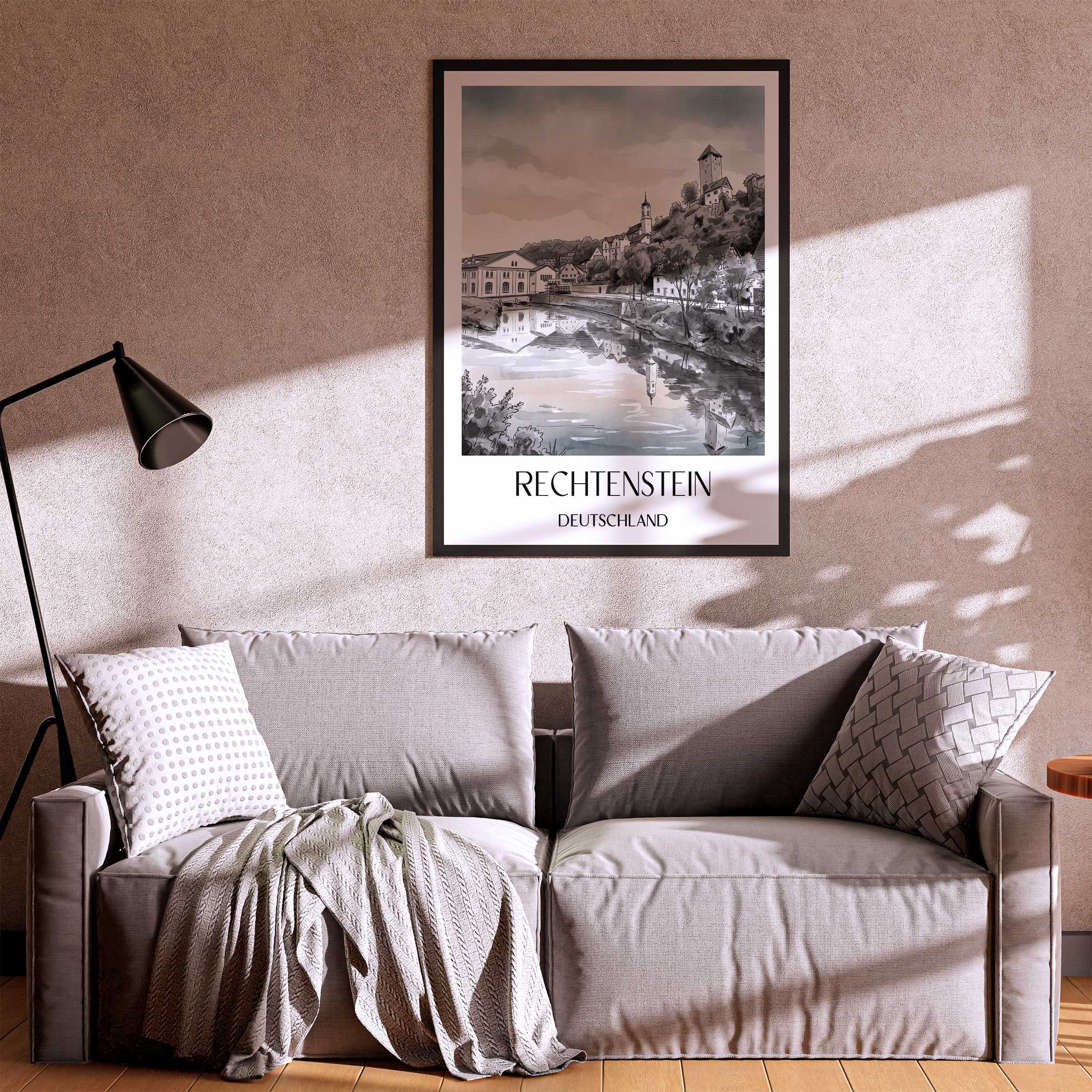 rechtenstein-deutschland-poster-aquarell-schwarz-weiss