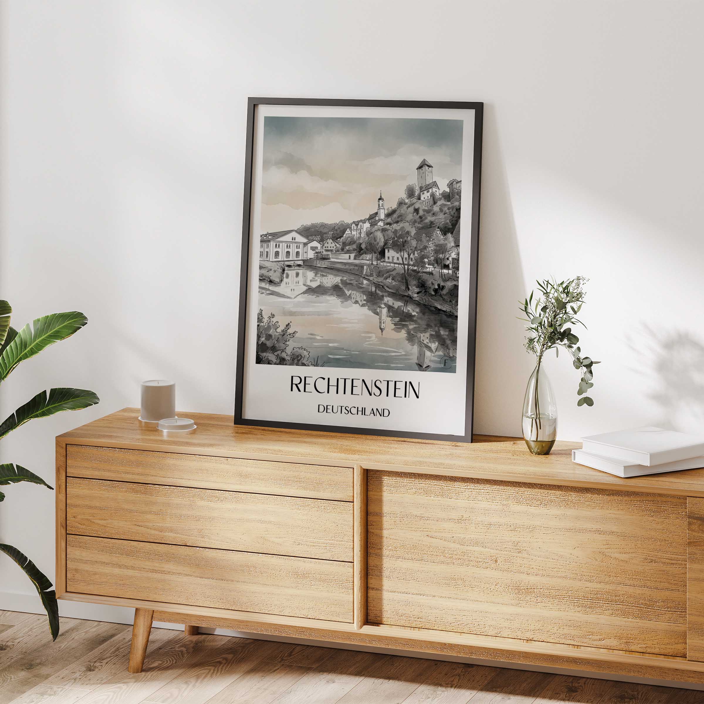 rechtenstein-deutschland-poster-aquarell-schwarz-weiss