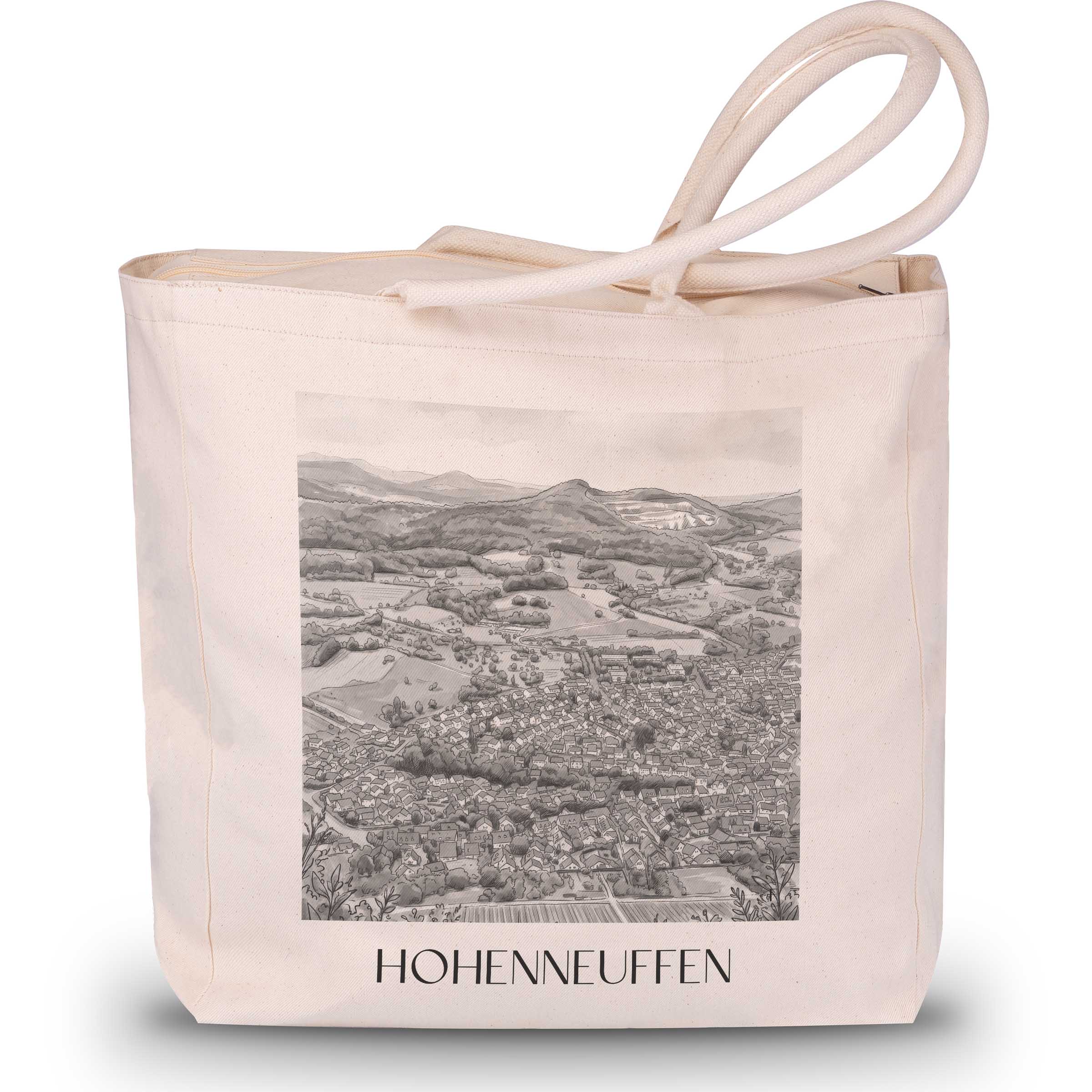 Hohenneuffen - Deutschland Tote Bag - Einkaufstasche im Aquarell Schwarz-Weiß Stil