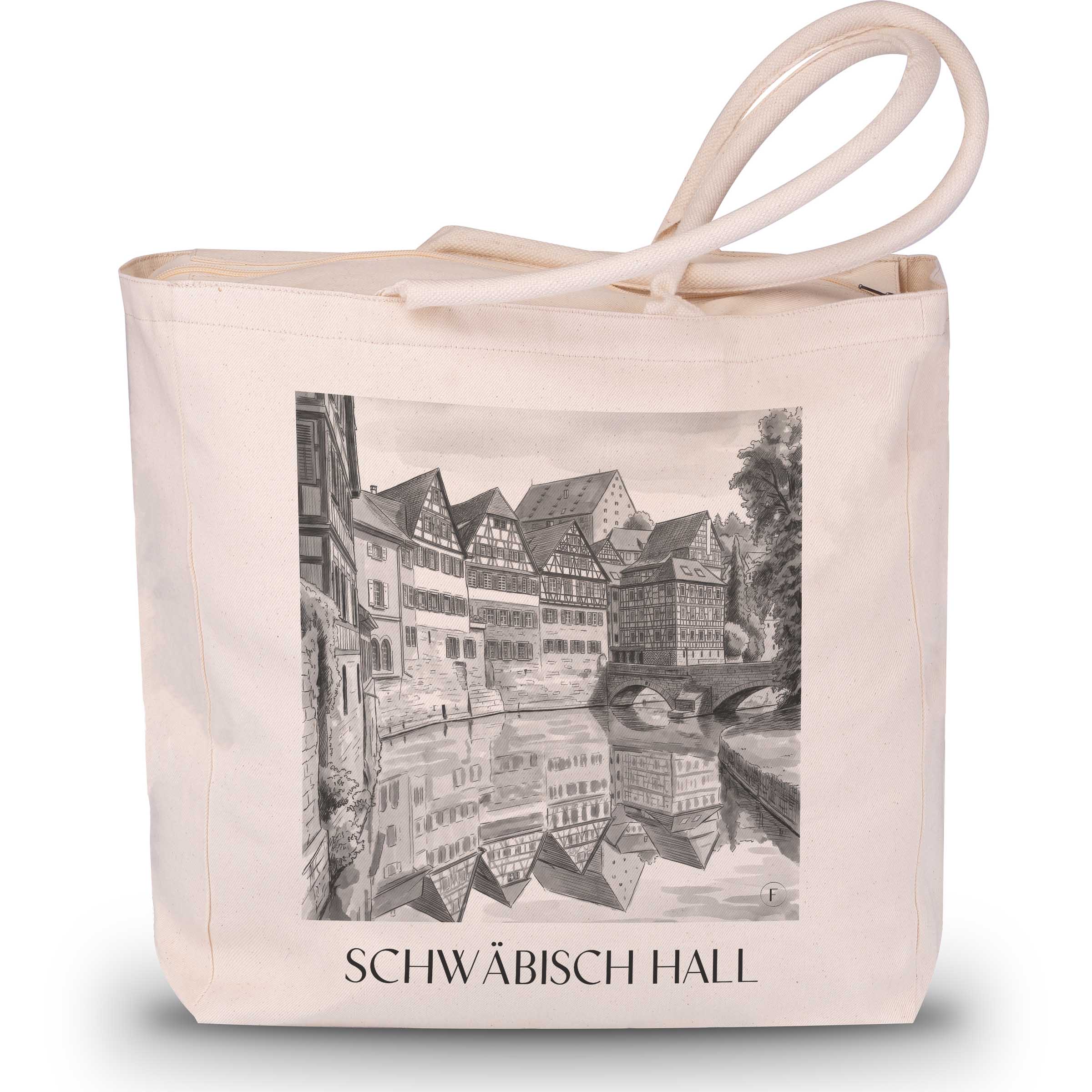 Schwäbisch Hall - Deutschland Tote Bag - Einkaufstasche im Aquarell Schwarz-Weiß Stil
