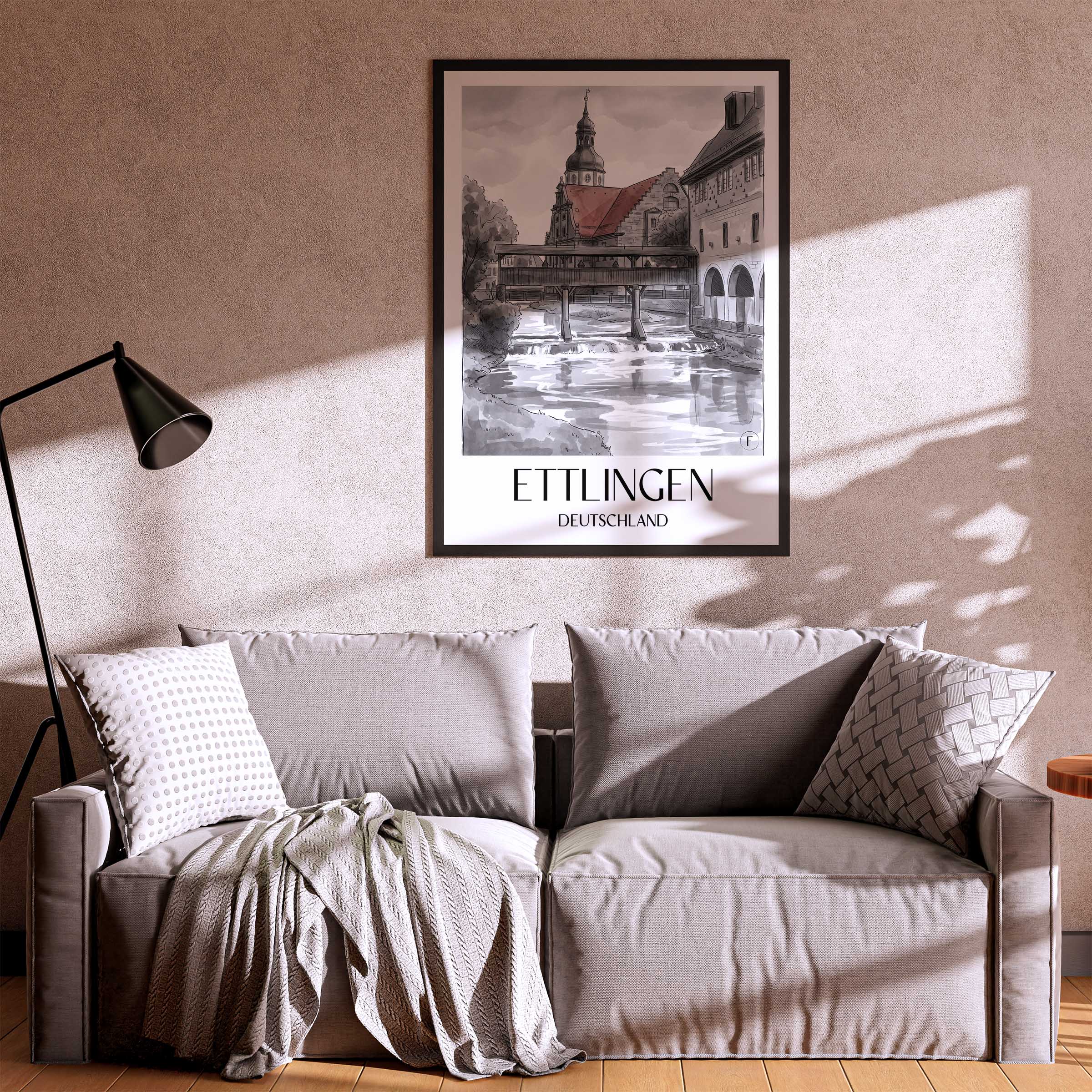 ettlingen-deutschland-poster-aquarell-schwarz-weiss