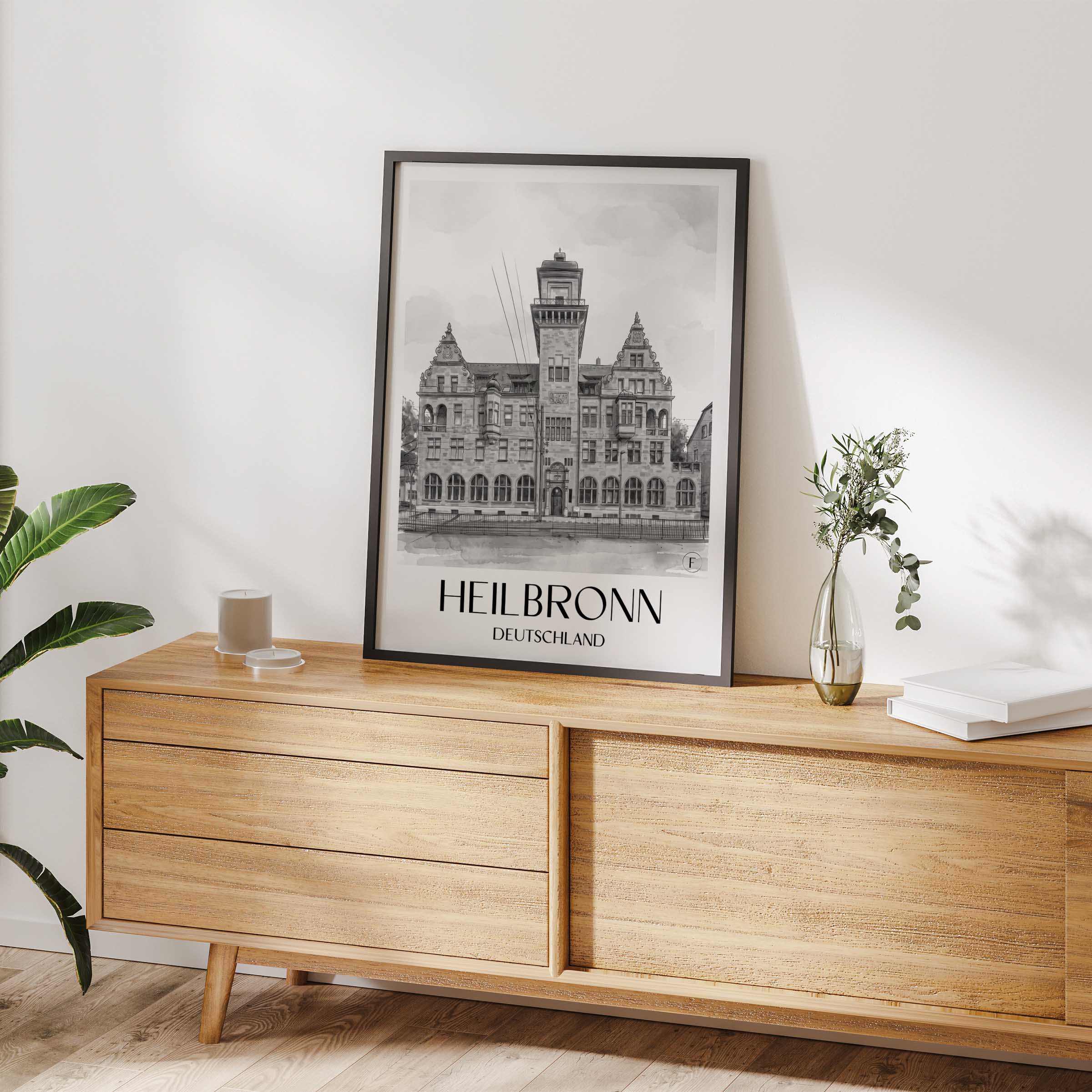 heilbronn-deutschland-poster-aquarell-schwarz-weiss