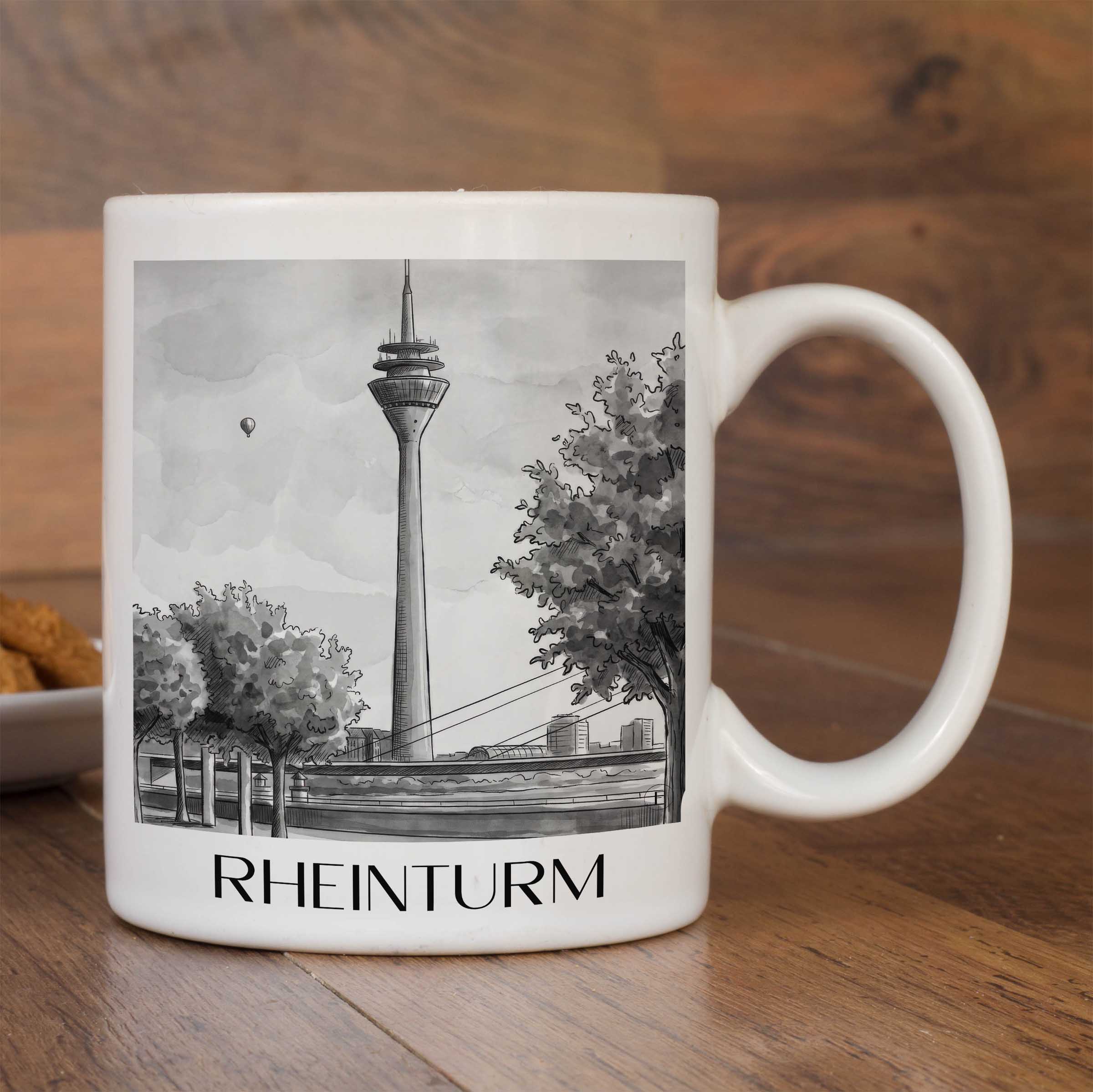 rheinturm-düsseldorf-deutschland-kaffeebecher-aquarell-schwarz-weiss