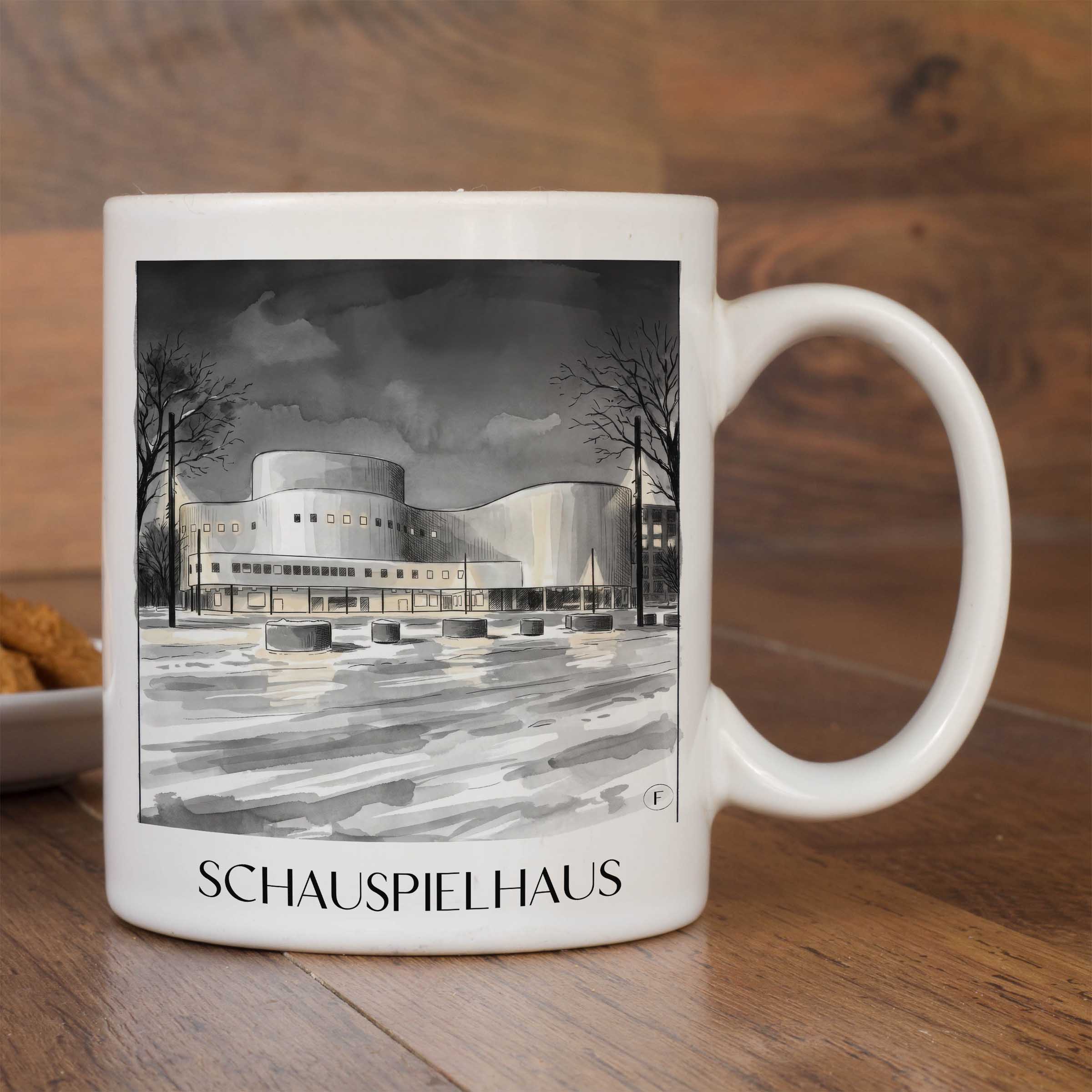 schauspielhaus-düsseldorf-deutschland-kaffeebecher-aquarell-schwarz-weiss