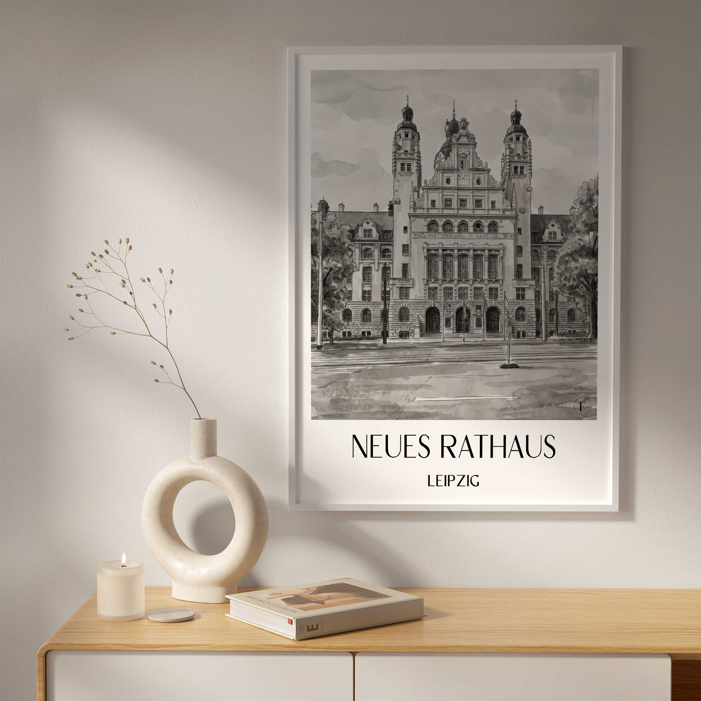 neues-rathaus-leipzig-deutschland-poster-aquarell-schwarz-weiss