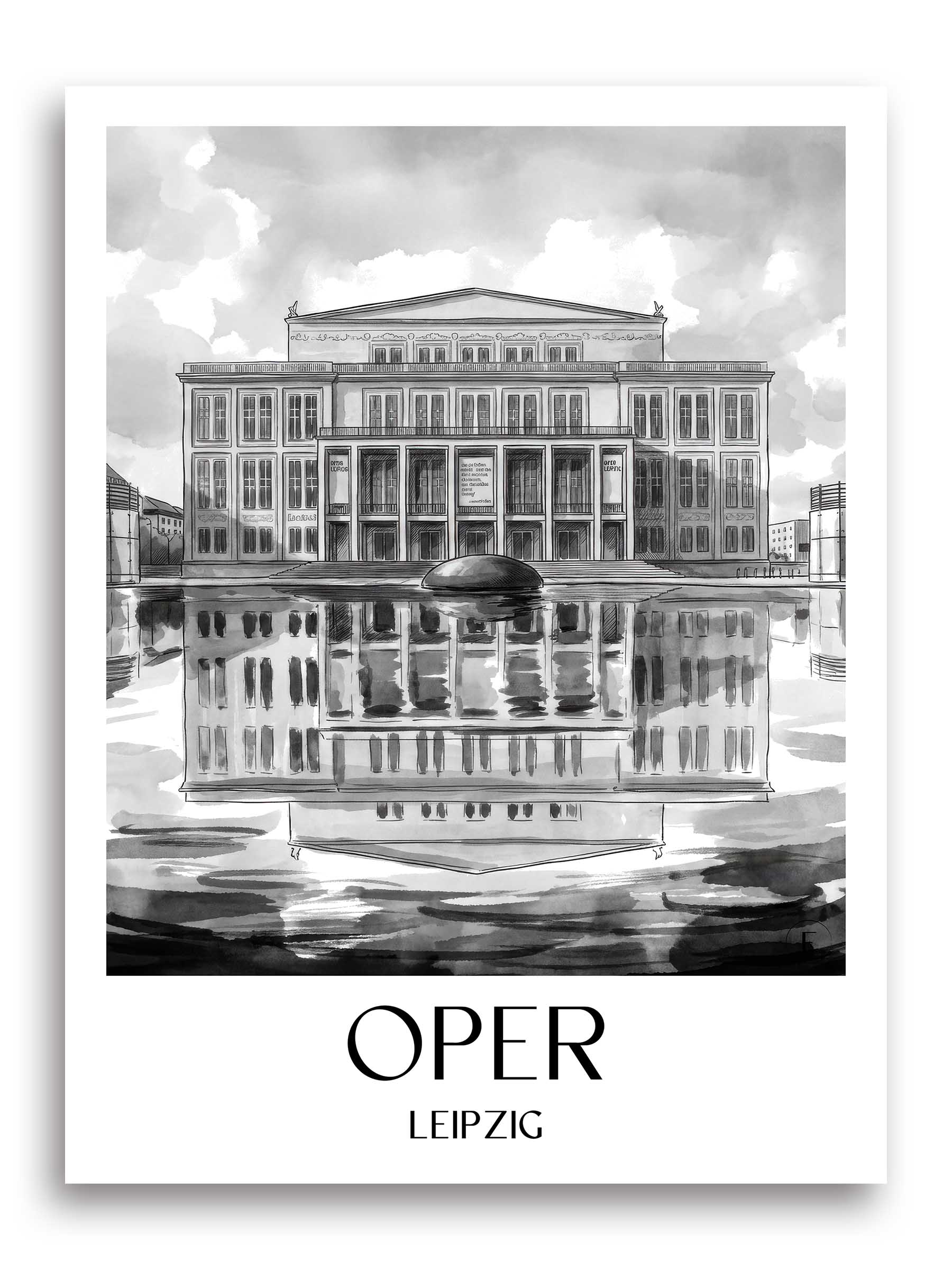 oper-leipzig-deutschland-poster-aquarell-schwarz-weiss
