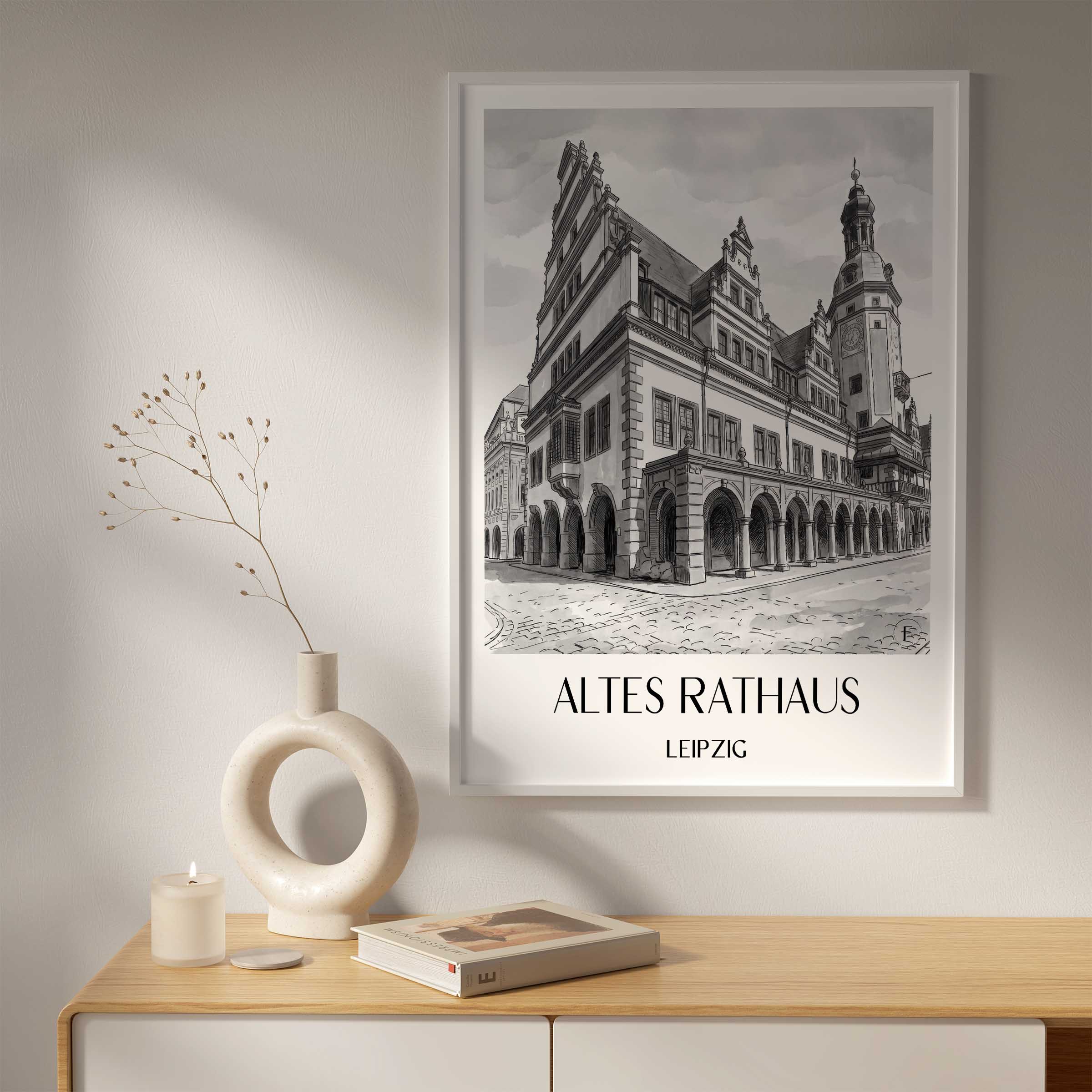 altes-rathaus-leipzig-deutschland-poster-aquarell-schwarz-weiss