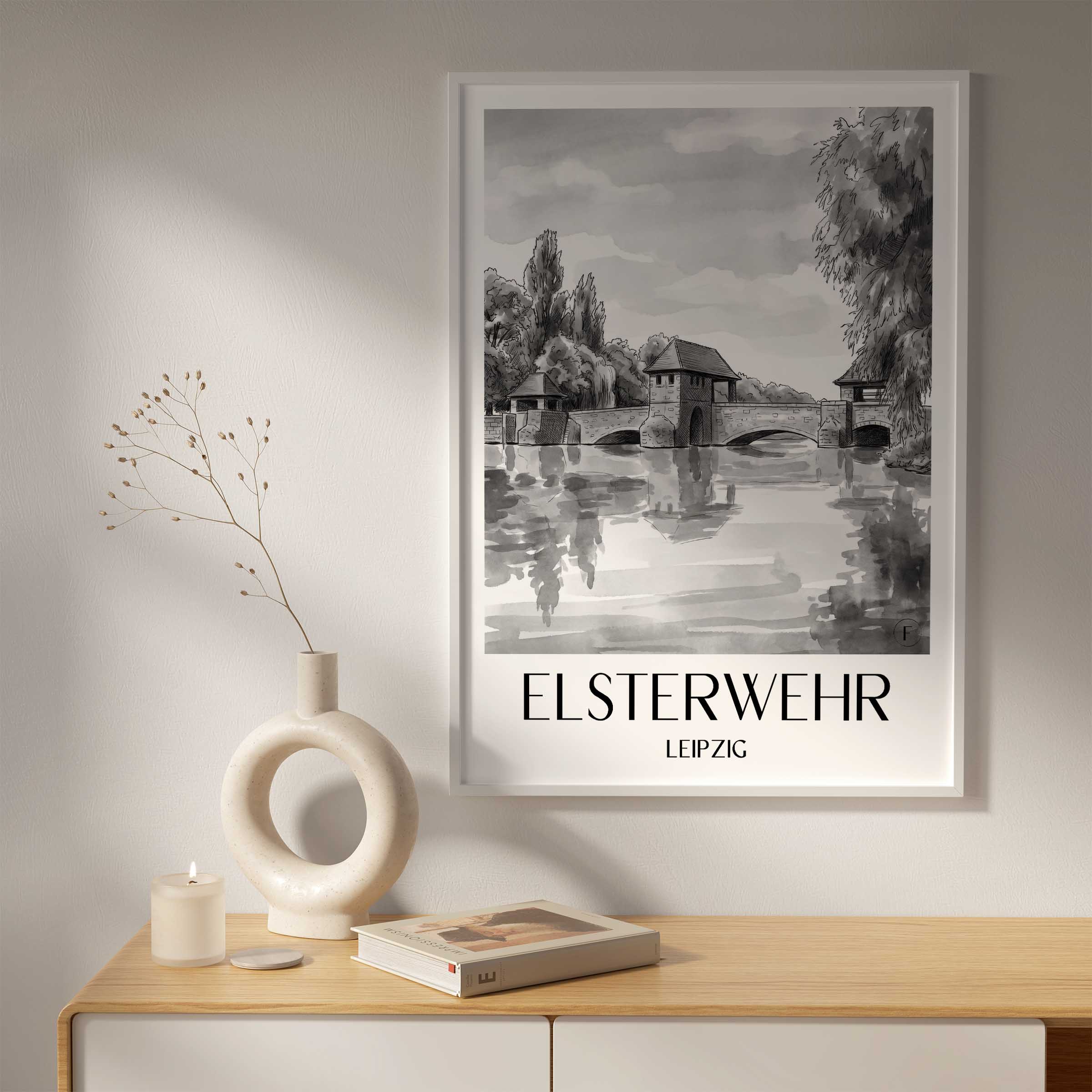elsterwehr-leipzig-deutschland-poster-aquarell-schwarz-weiss