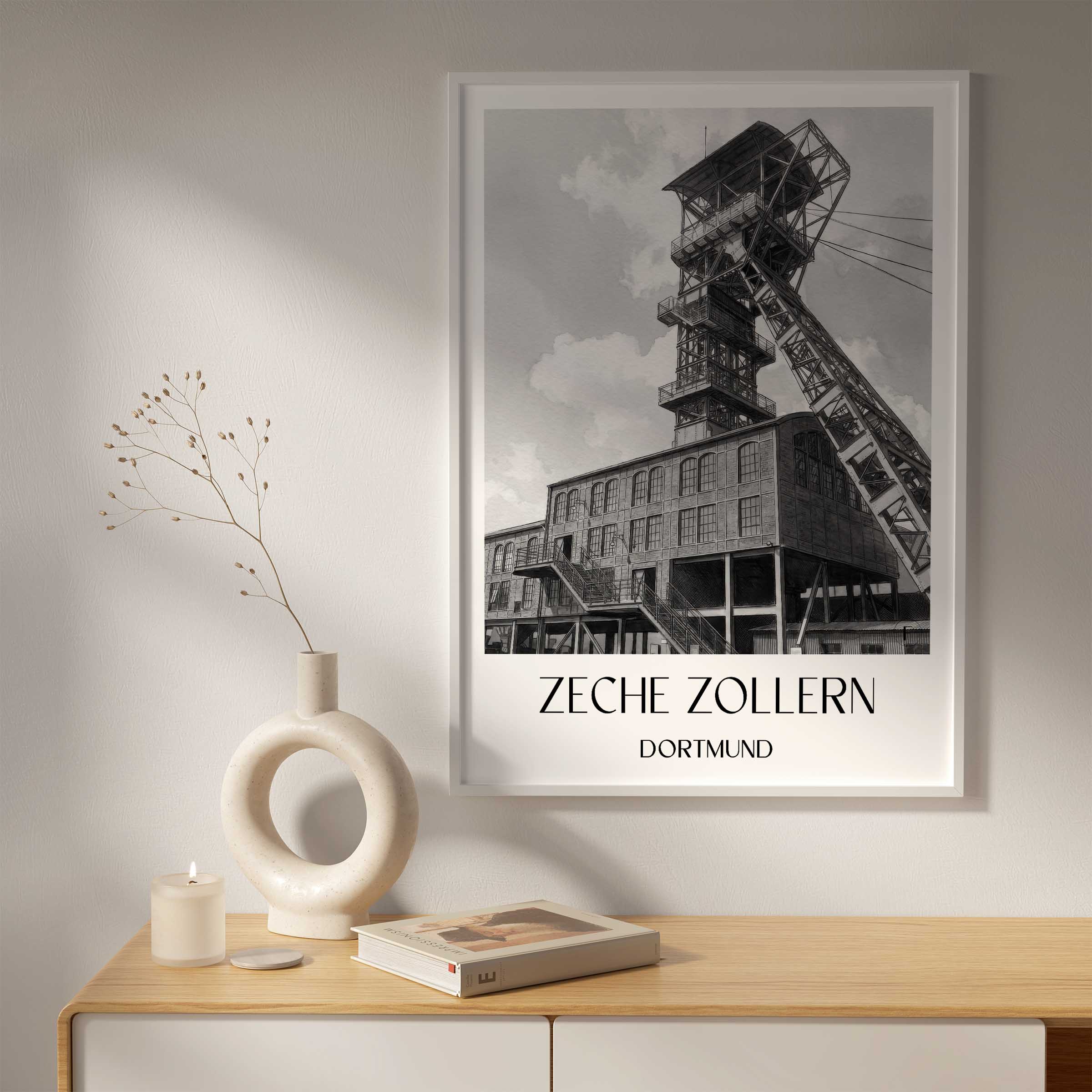 zeche-zollern-dortmund-deutschland-poster-aquarell-schwarz-weiss