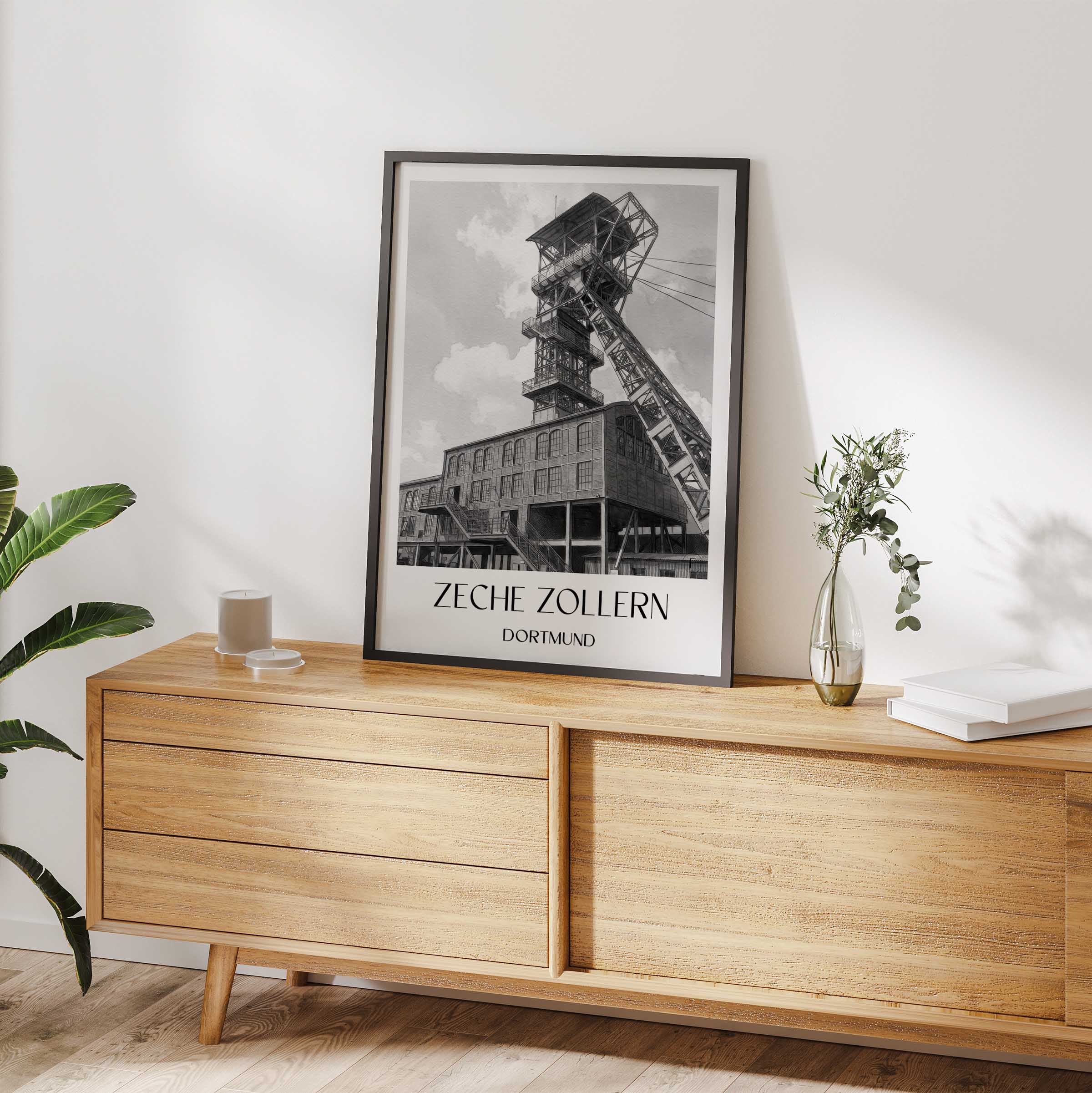 zeche-zollern-dortmund-deutschland-poster-aquarell-schwarz-weiss