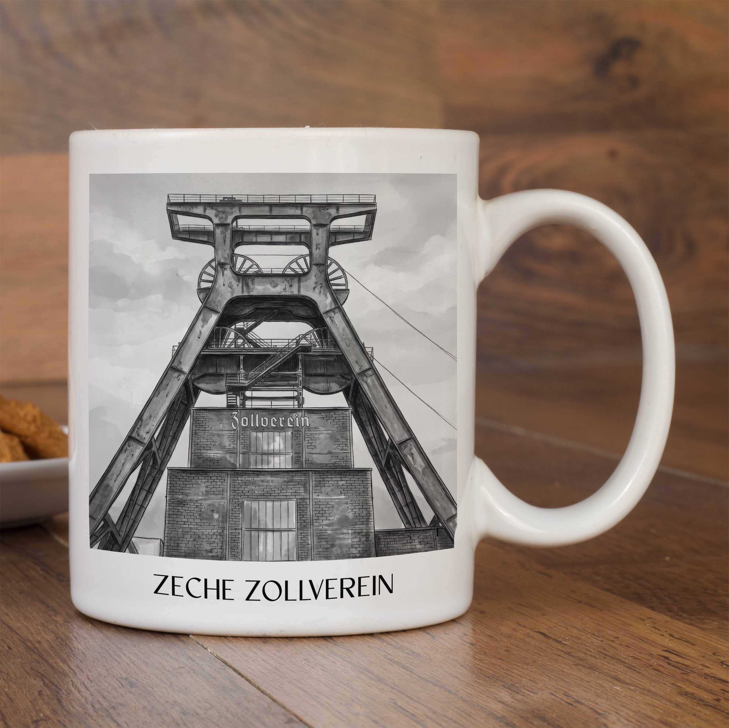 zeche-zollverein-essen-deutschland-kaffeebecher-aquarell-schwarz-weiss