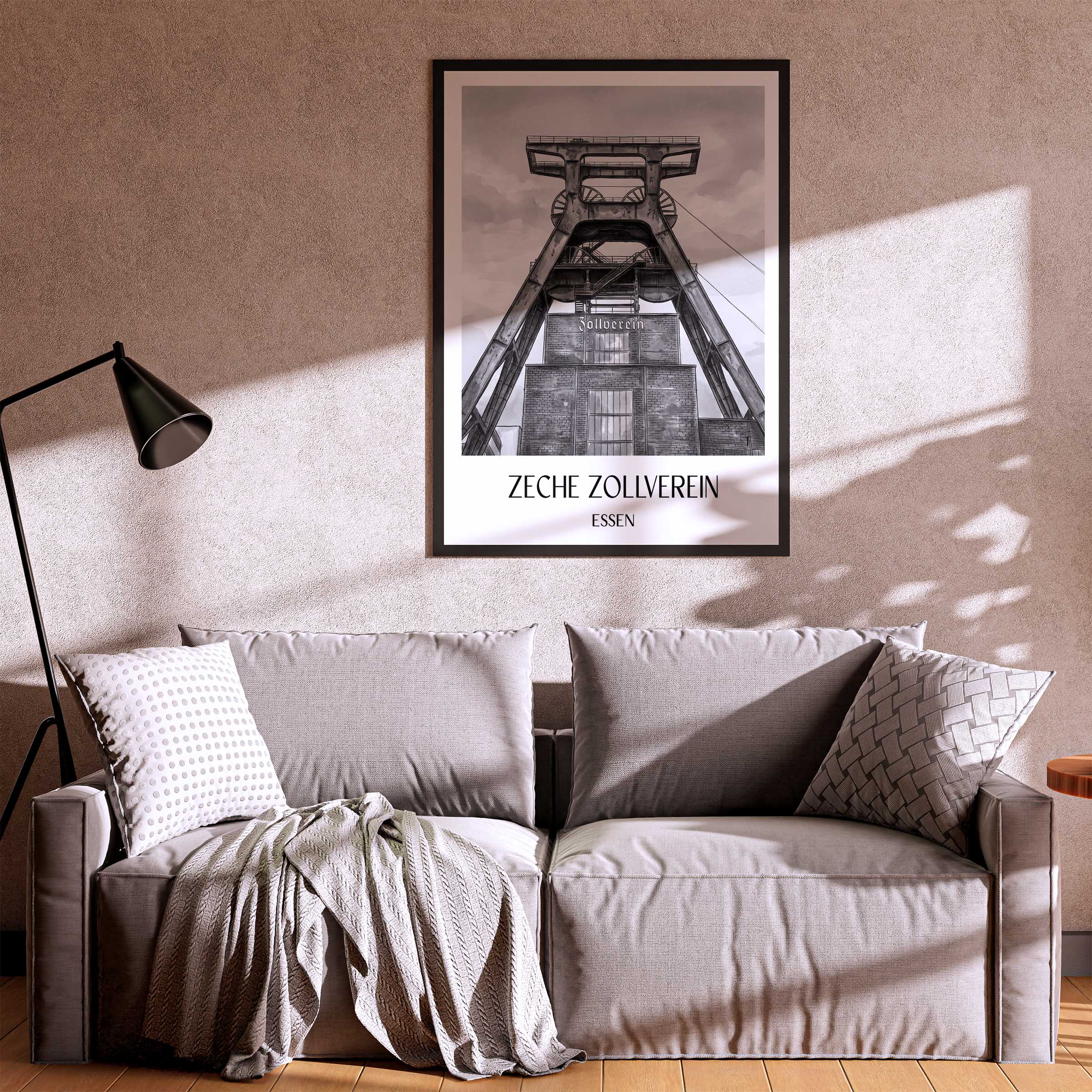 zeche-zollverein-essen-deutschland-poster-aquarell-schwarz-weiss
