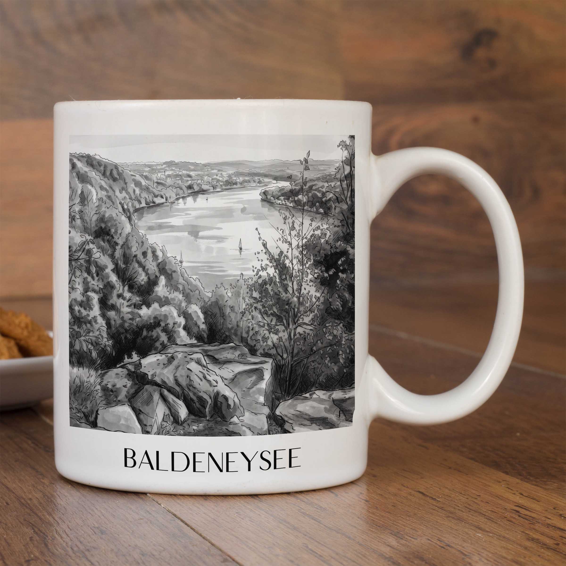 baldeneysee-essen-deutschland-kaffeebecher-aquarell-schwarz-weiss